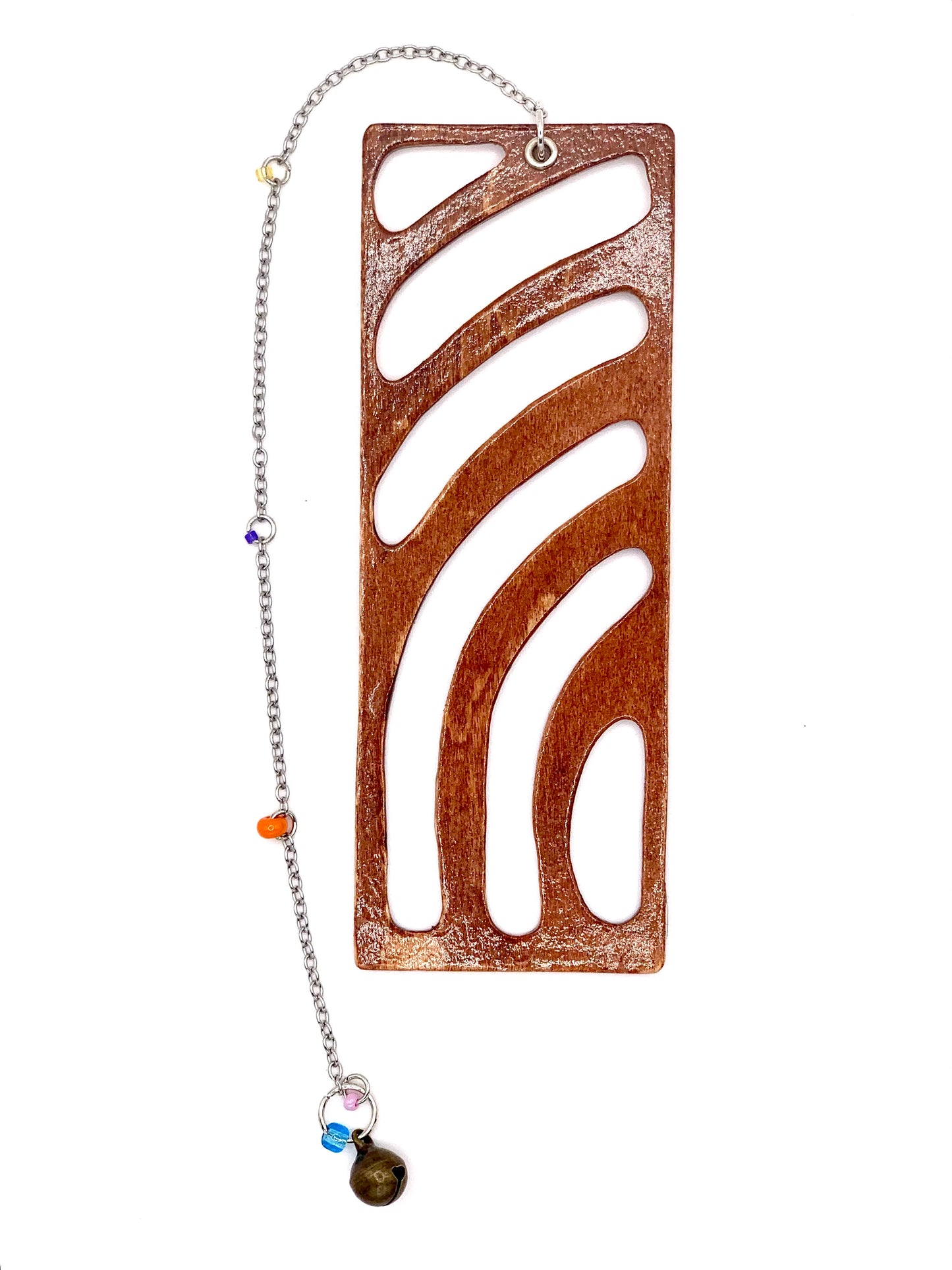 Sunset Vibe Wooden Bookmark with Beaded Chain Tassel