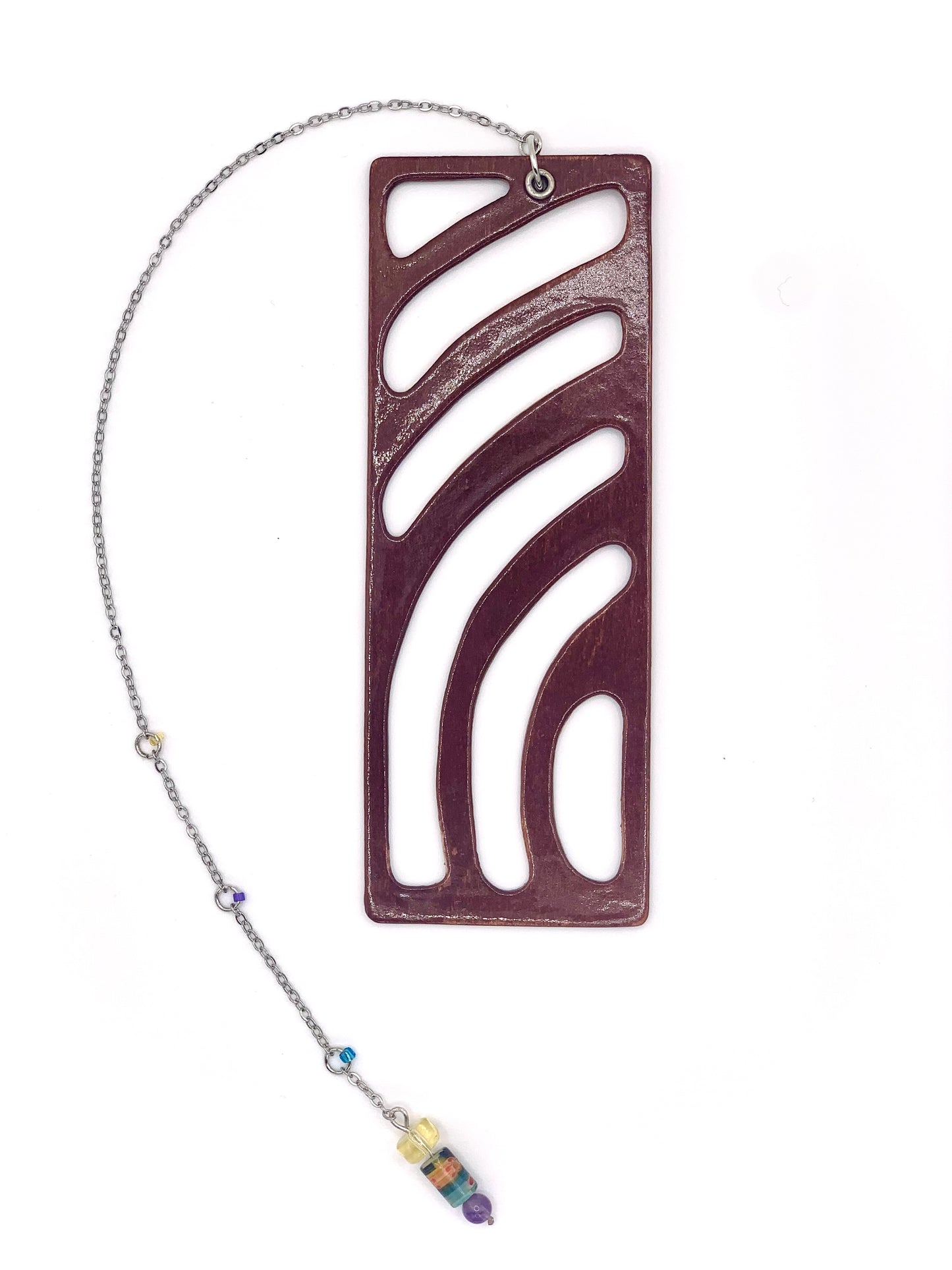 Sunset Vibe Wooden Bookmark with Beaded Chain Tassel