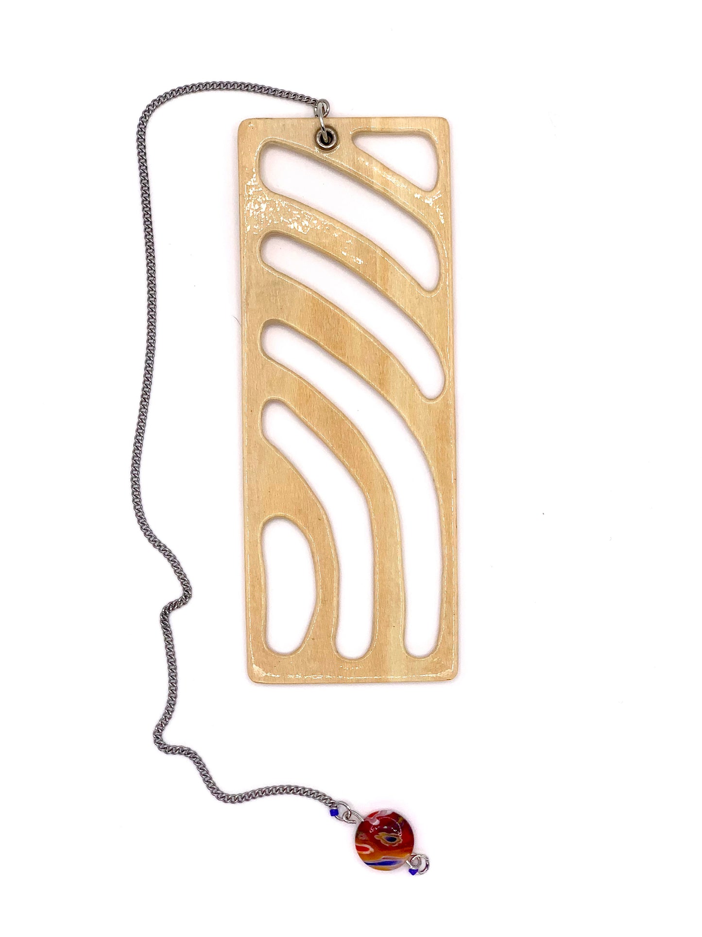 Sunset Vibe Wooden Bookmark with Beaded Chain Tassel