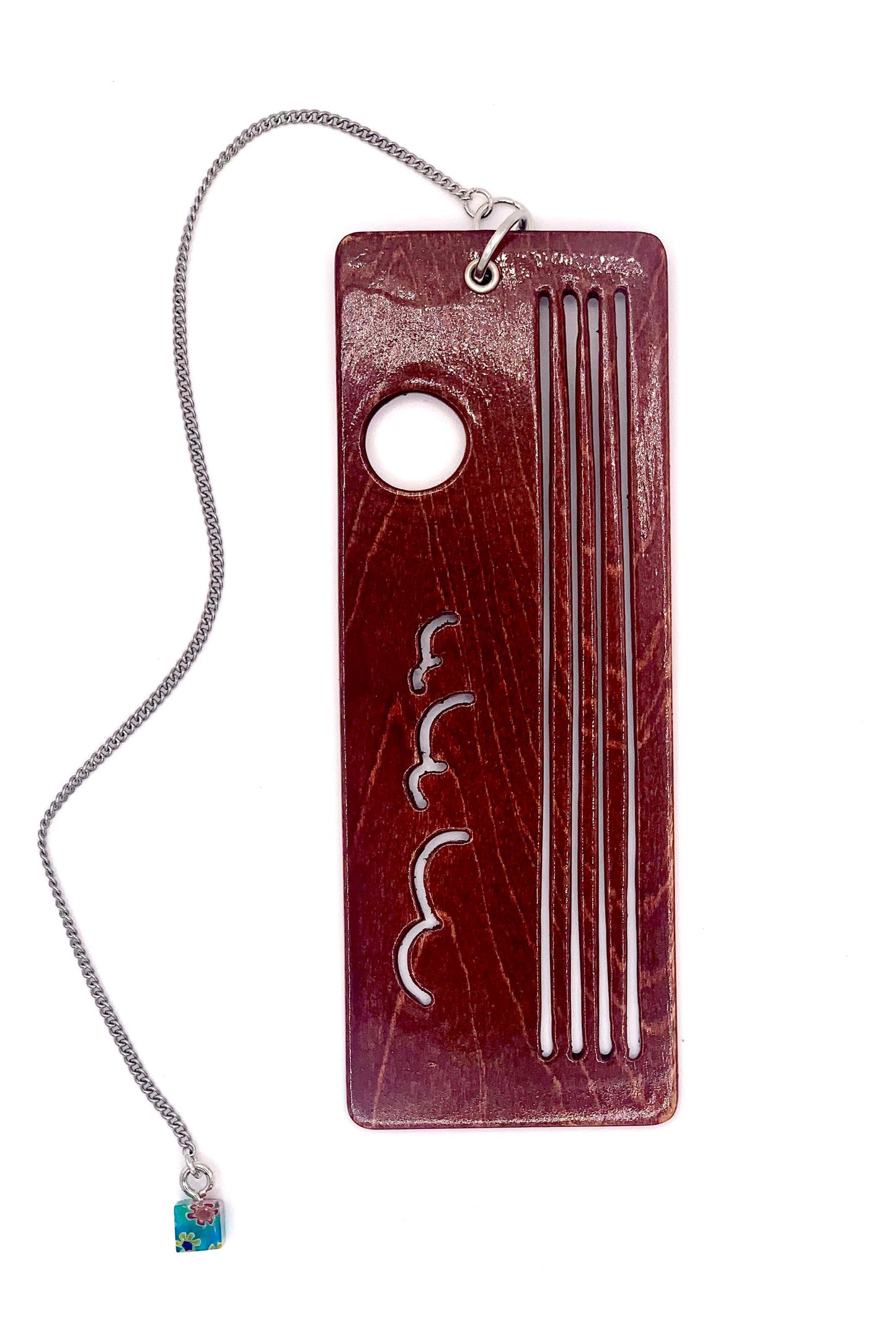Ocean Sunset Wooden Bookmark with Beaded Chain Tassel