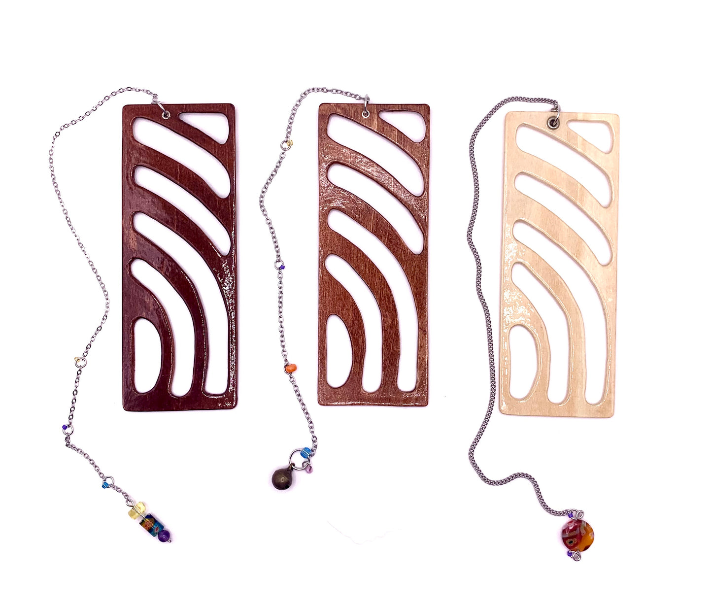 Sunset Vibe Wooden Bookmark with Beaded Chain Tassel
