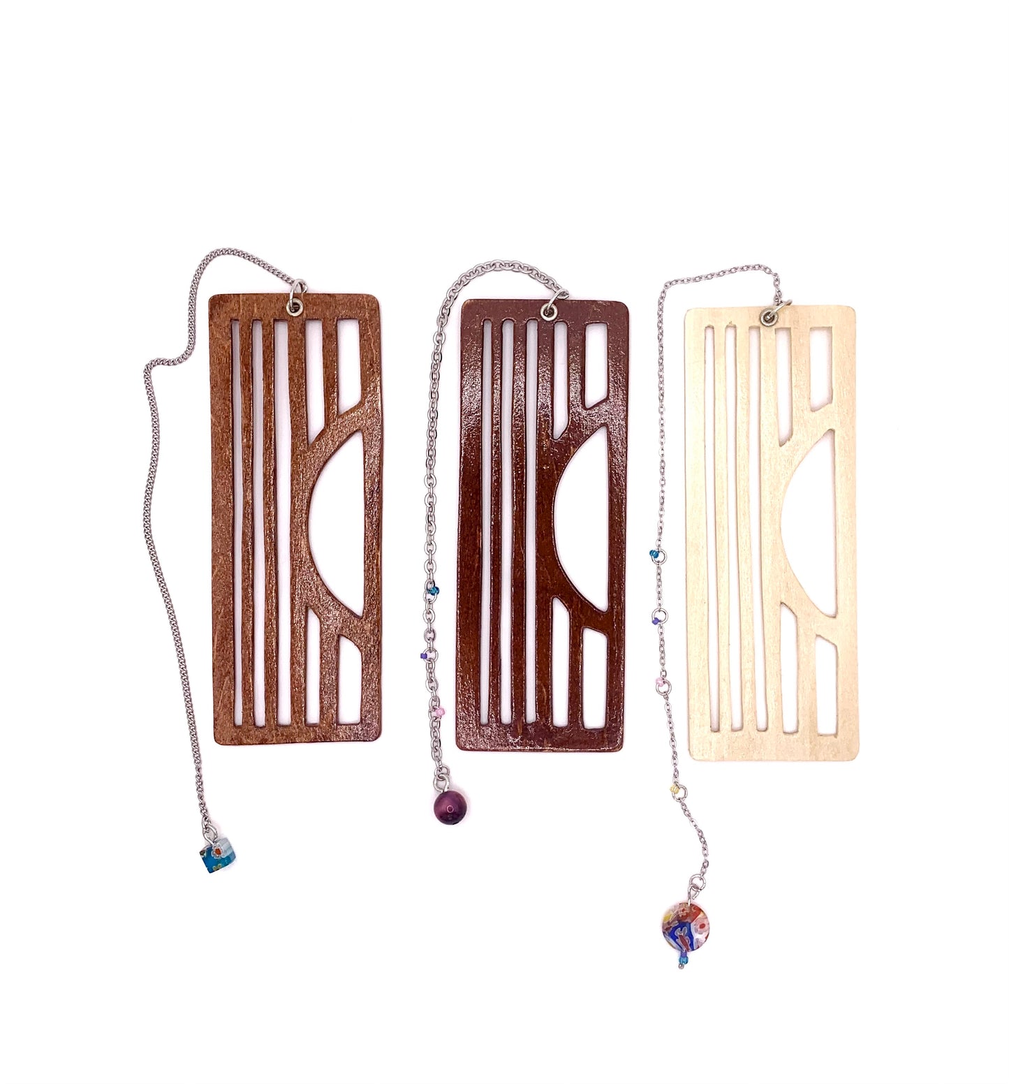 Sunset Wooden Bookmark with Beaded Chain Tassel