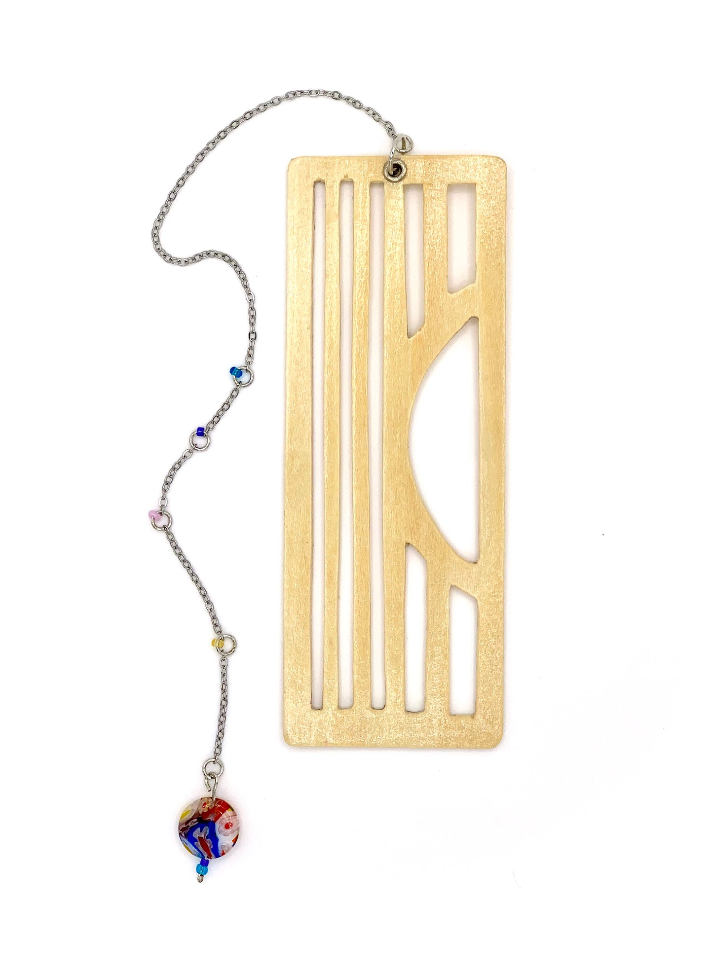 Sunset Wooden Bookmark with Beaded Chain Tassel