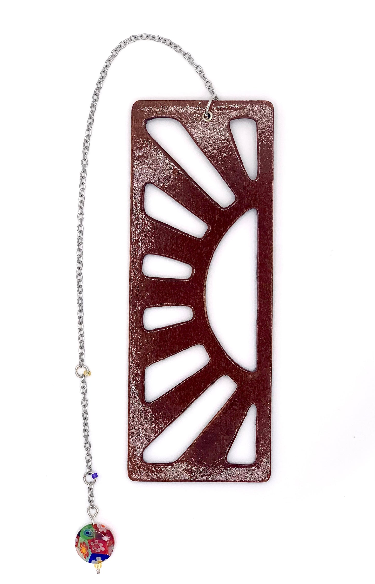 Sunrise Wooden Bookmark with Beaded Chain Tassel