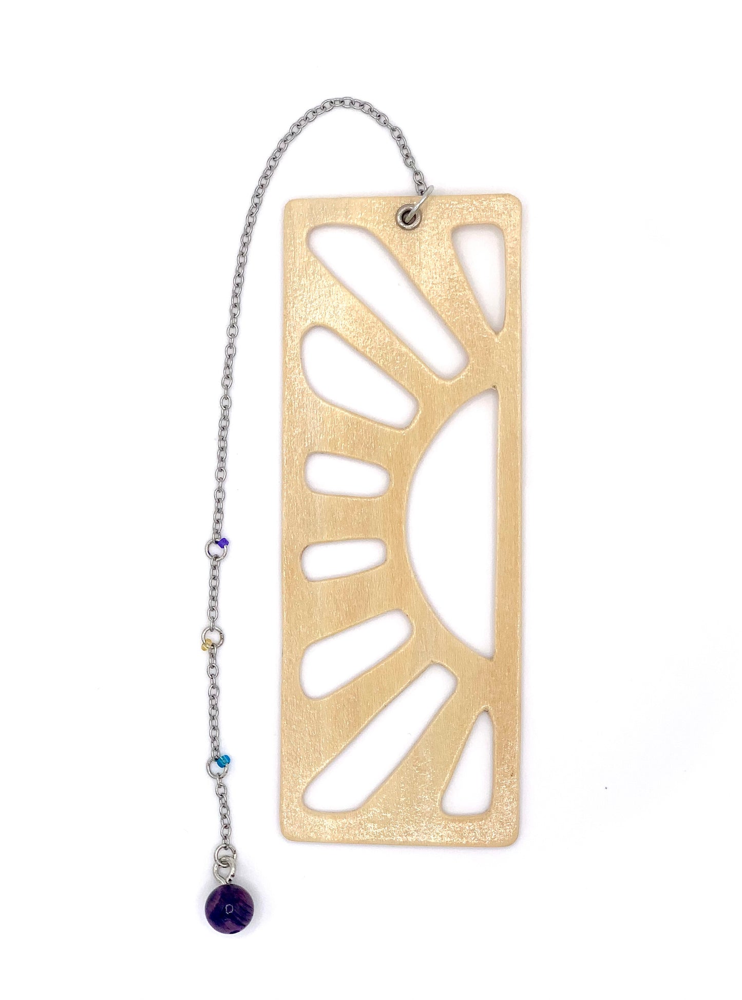 Sunrise Wooden Bookmark with Beaded Chain Tassel