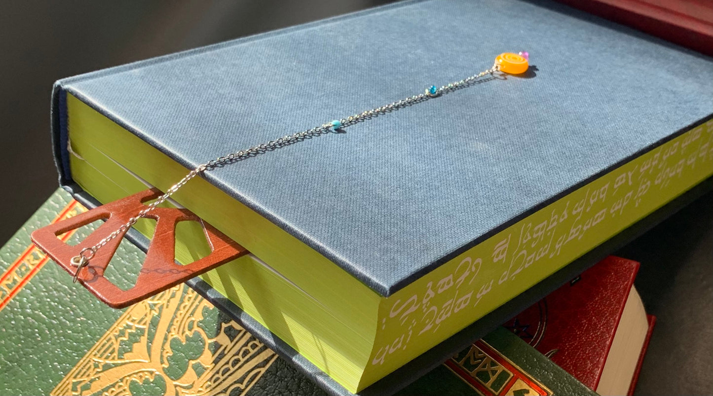 Sunrise Wooden Bookmark with Beaded Chain Tassel