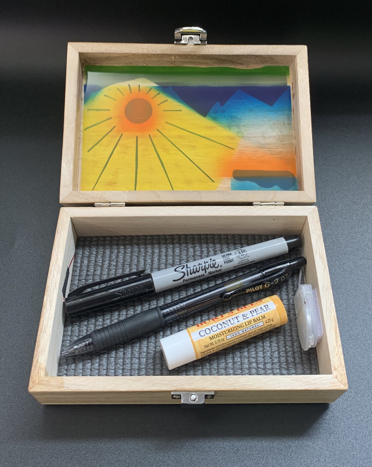 Mountain Sunrise Glow Light Wooden Box - Natural Basswood