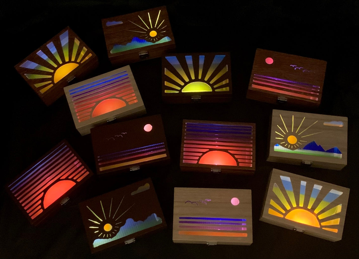 Cloud Sunrise Glow Light Wooden Box - Failed Cognac