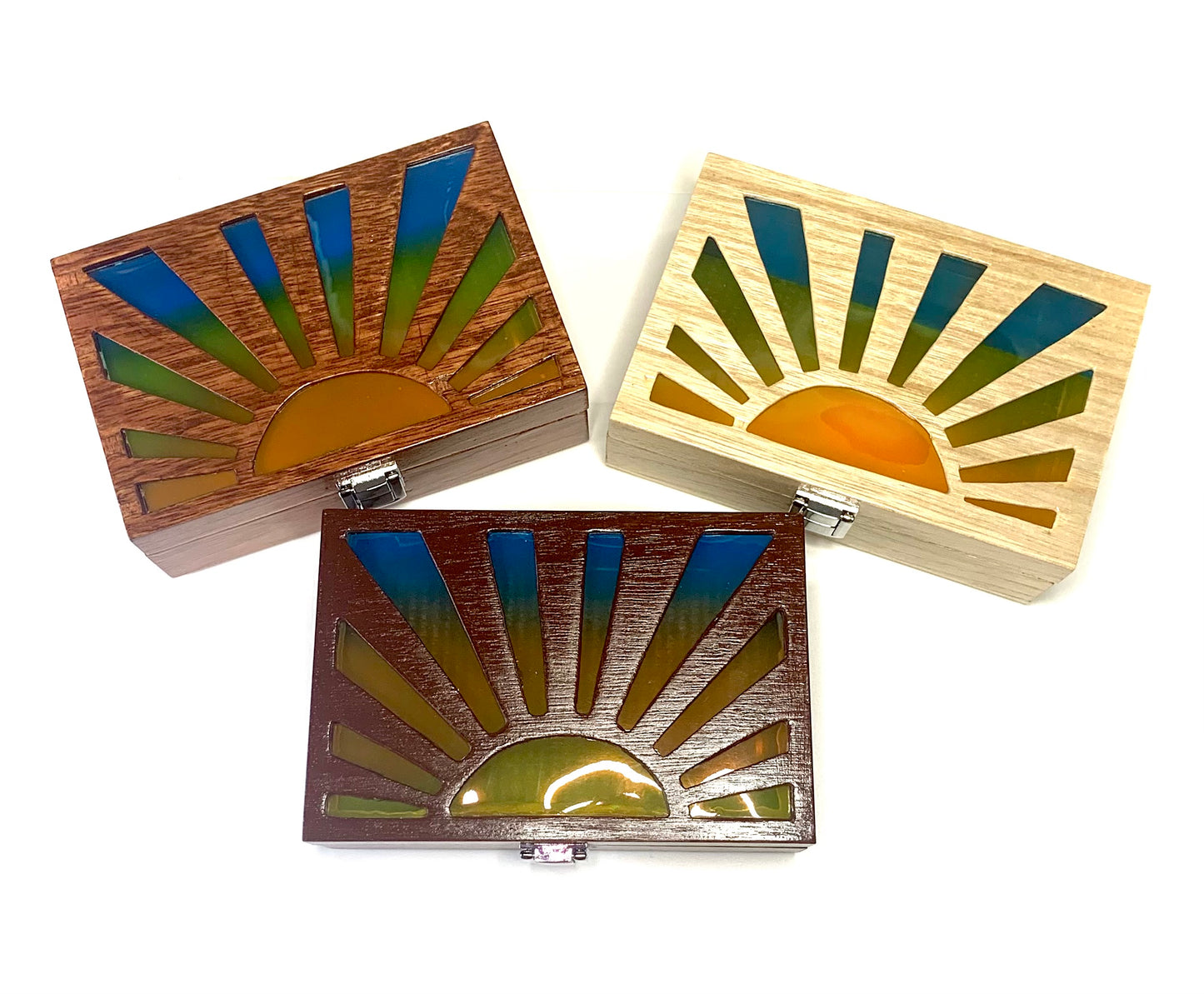 Sunrise Glow Light Wooden Box - Cognac