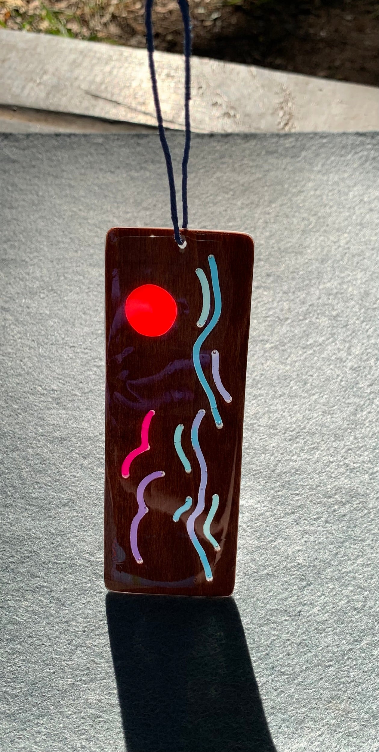 Ocean Sunset Wood & Resin Bookmark - Wavy