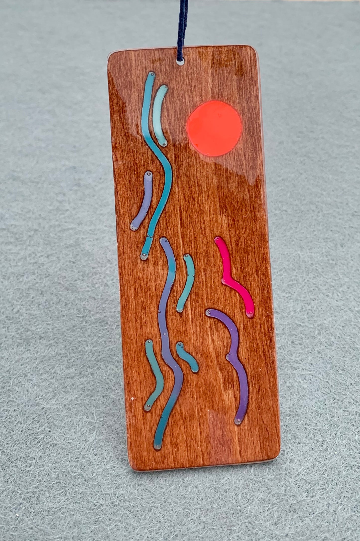 Ocean Sunset Wood & Resin Bookmark - Wavy
