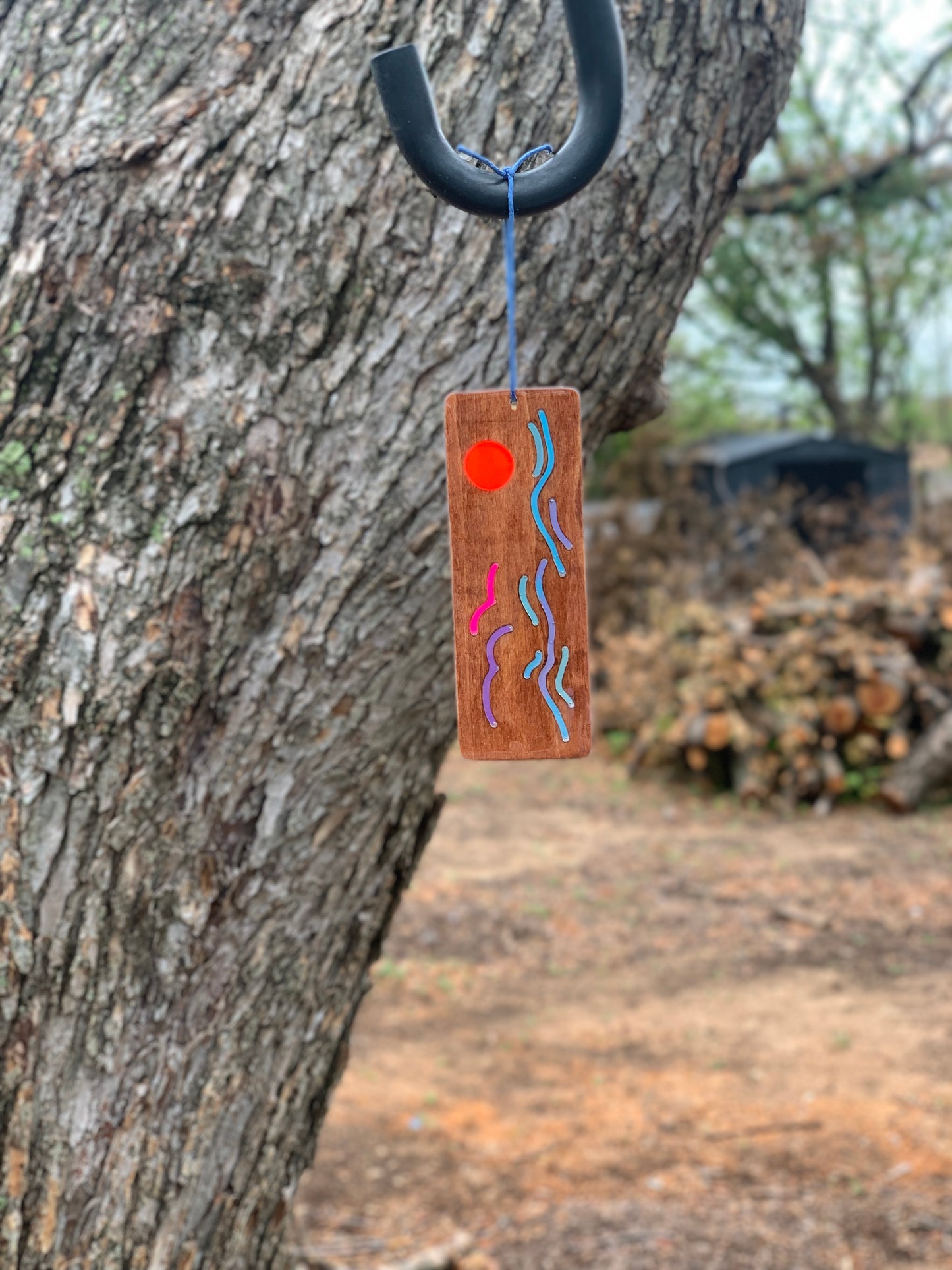 Ocean Sunset Wood & Resin Bookmark - Wavy
