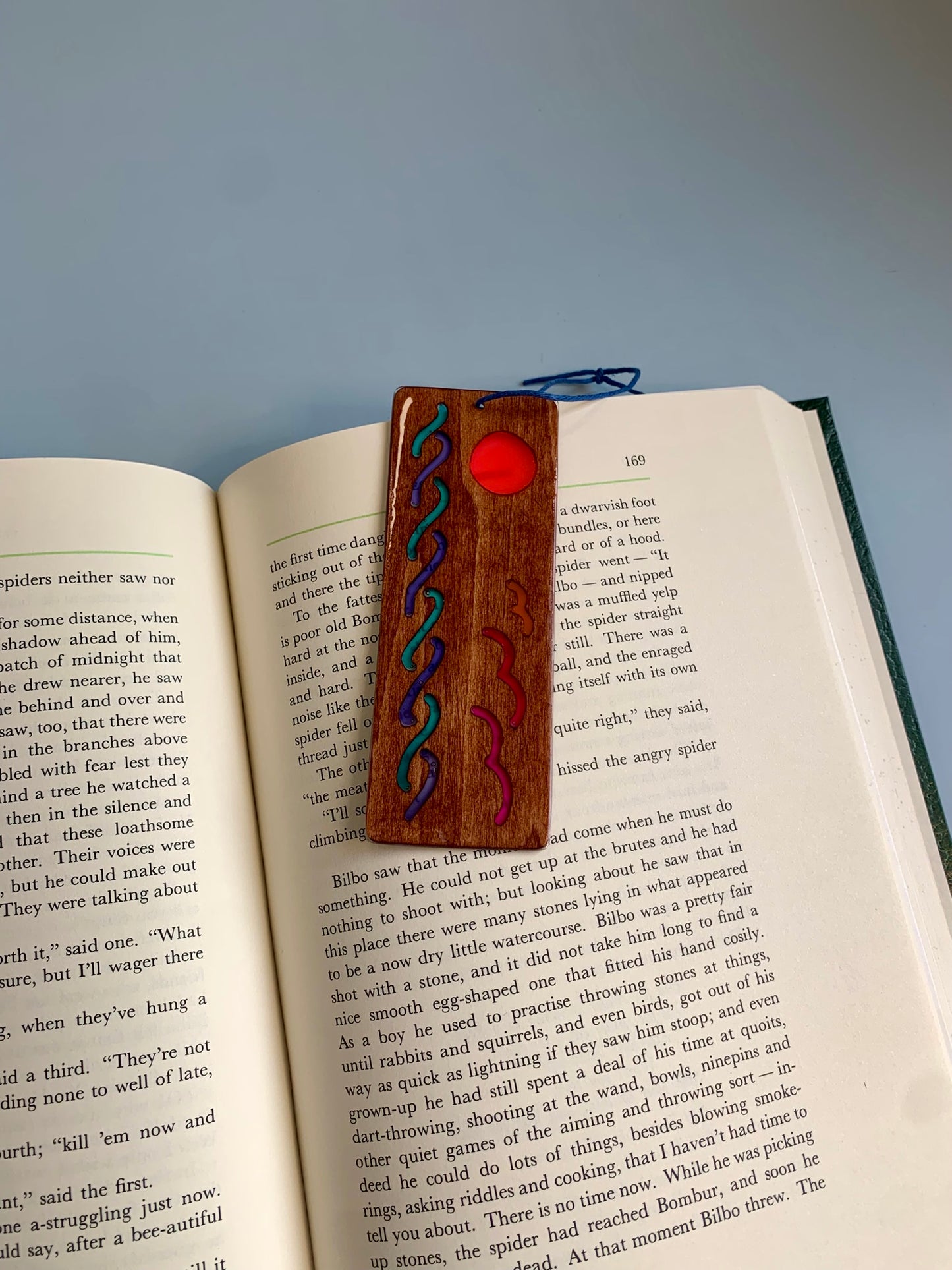 Ocean Sunset Wood & Resin Bookmark - Wave Pattern