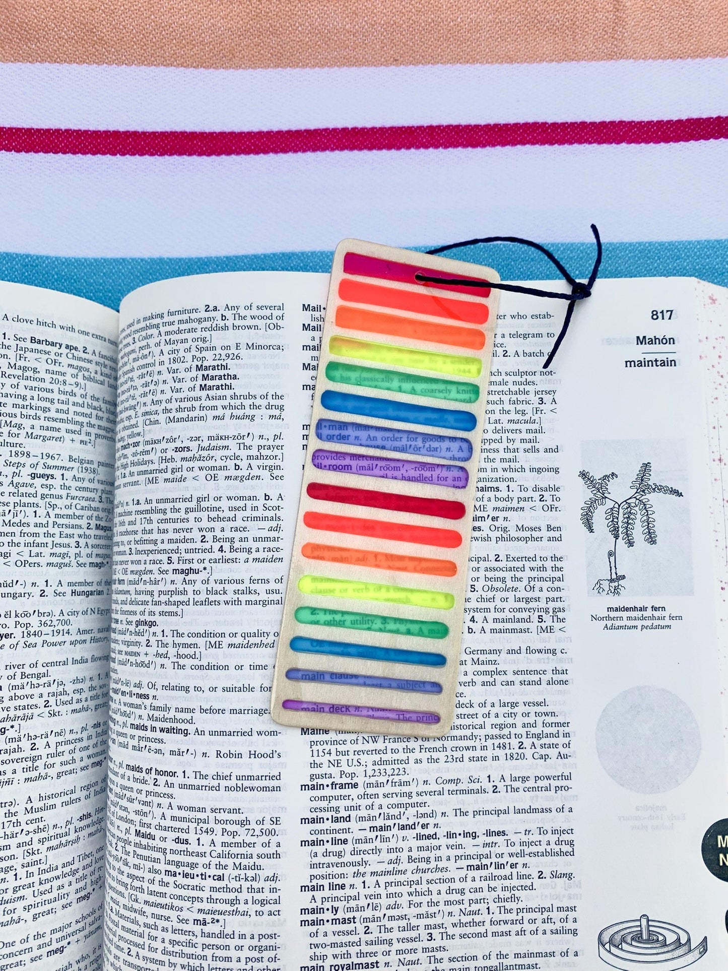 Gradient Lines Wood & Resin Bookmark - Balsa Rainbow