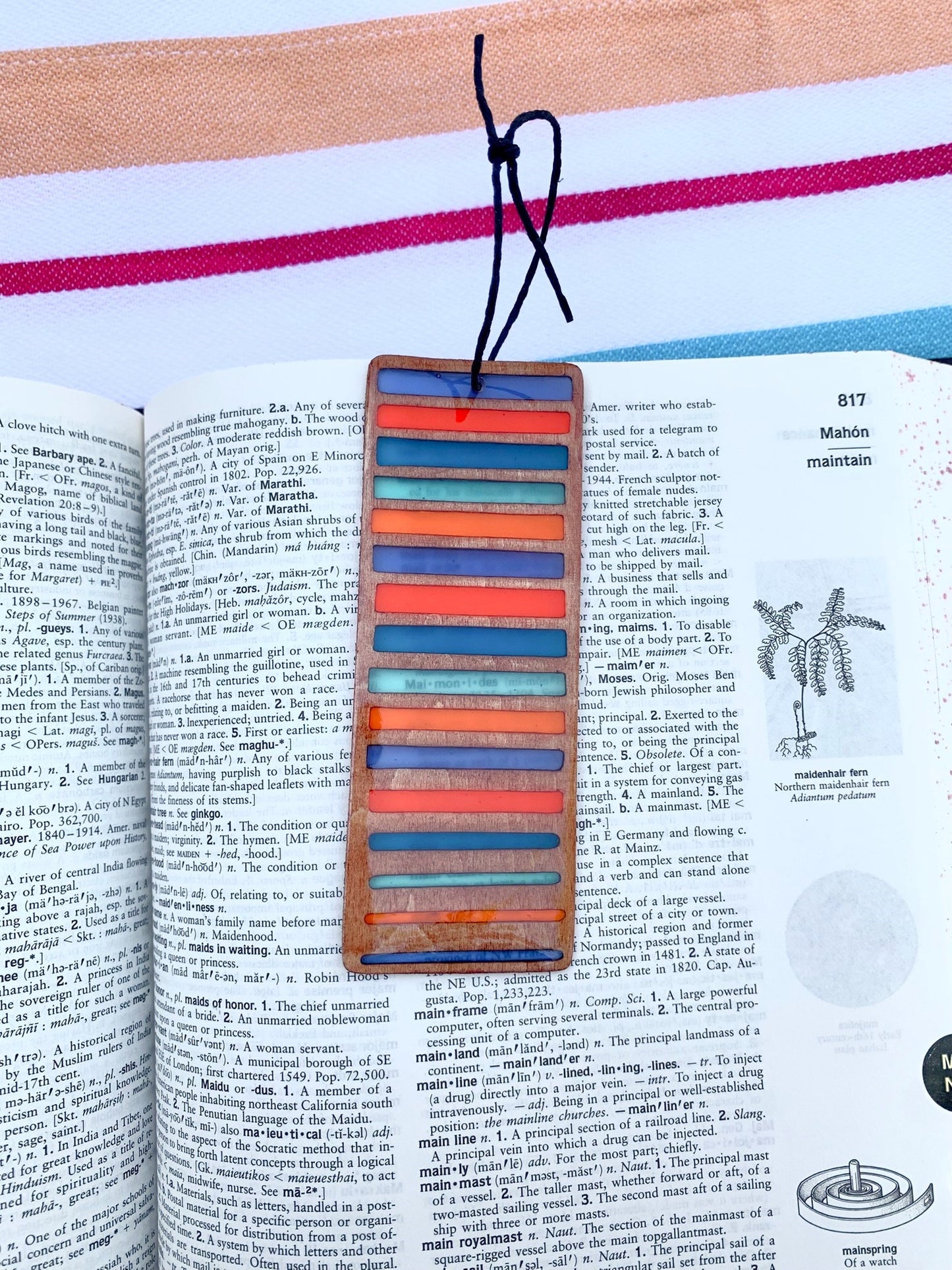 Gradient Lines Wood & Resin Bookmark - Teak Beach Towel