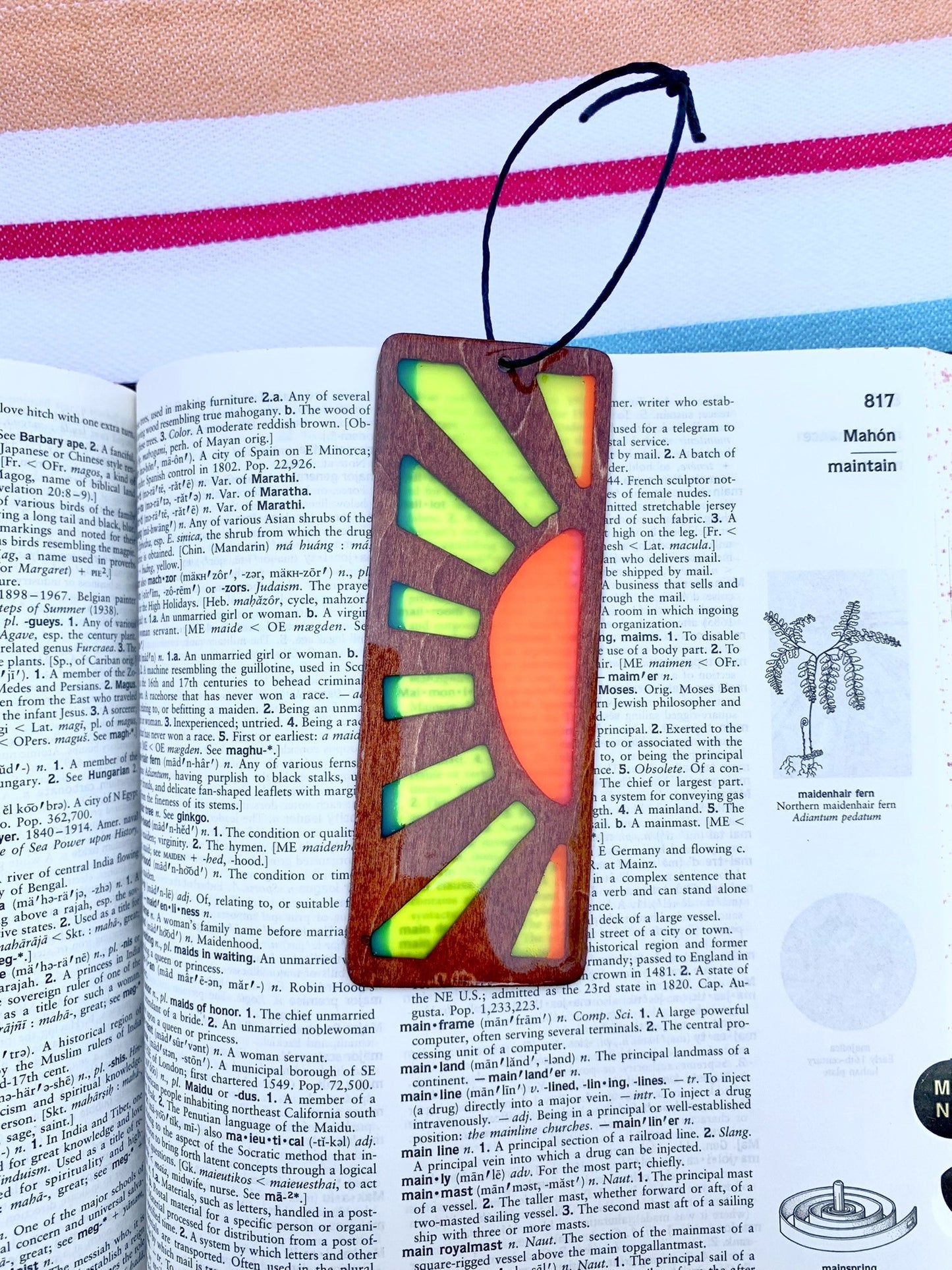 Sunrise Wood & Resin Bookmark - Cognac Orange