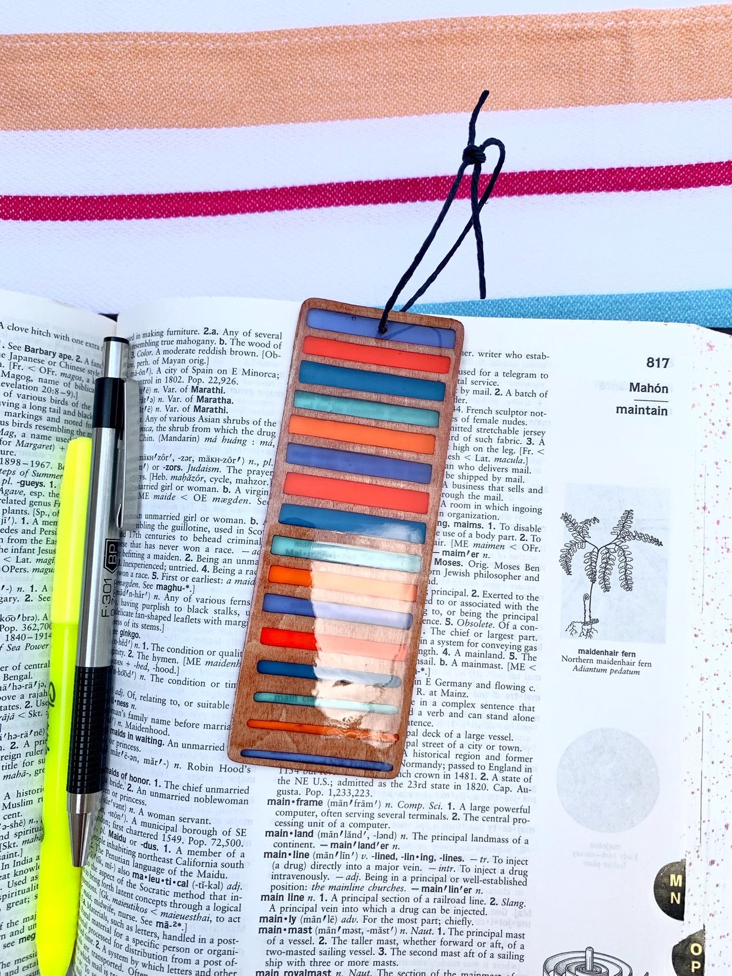 Gradient Lines Wood & Resin Bookmark - Teak Beach Towel