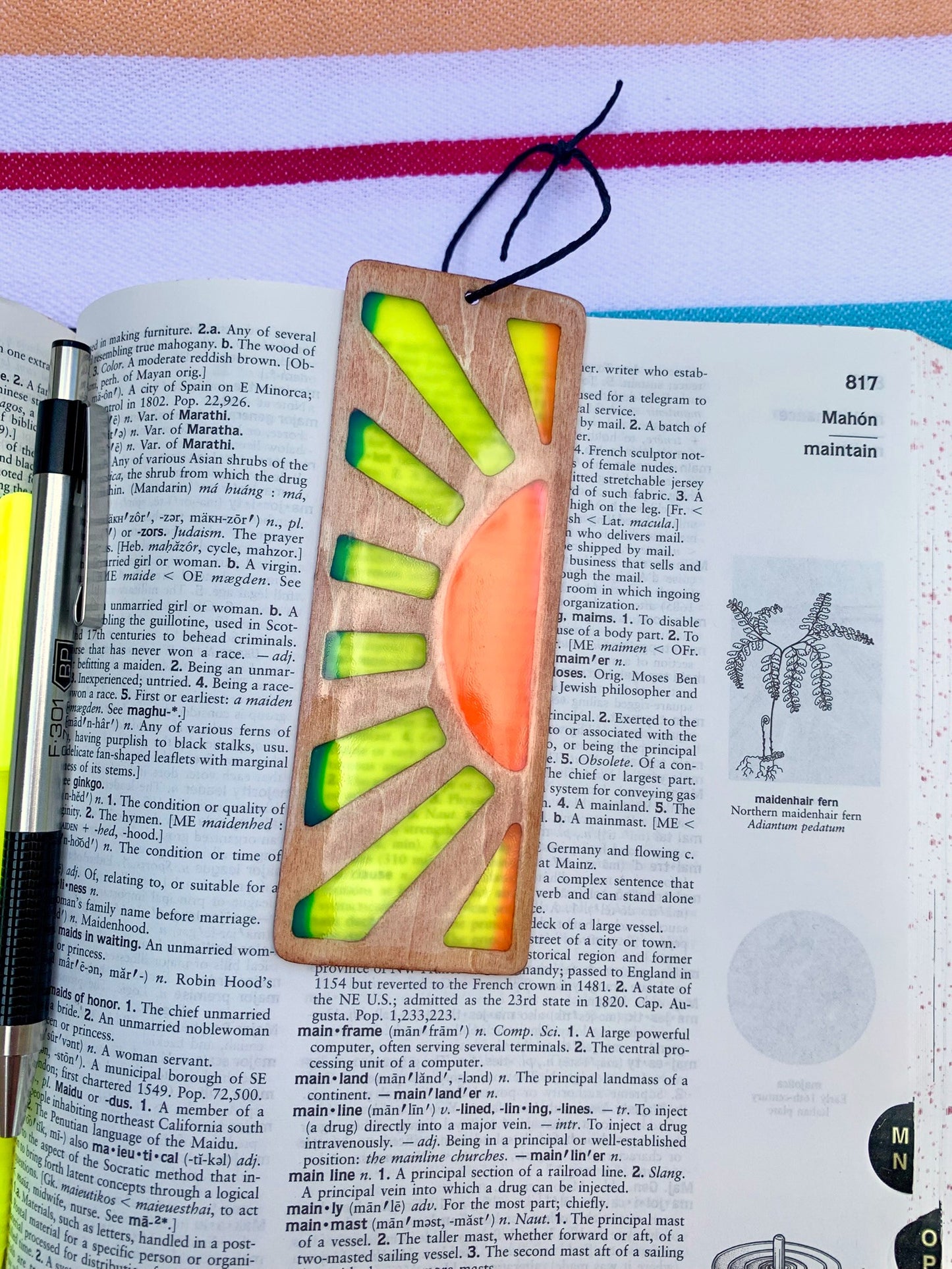 Sunrise Wood & Resin Bookmark - Teak Orange