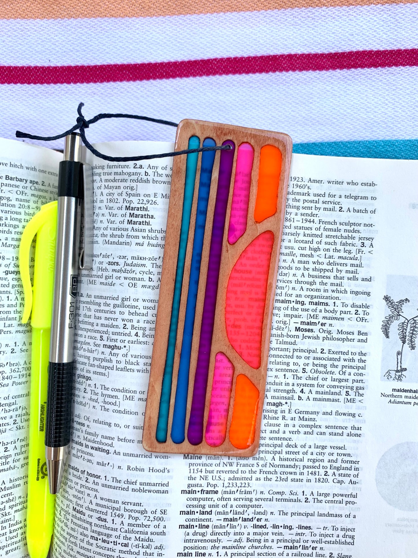 Sunset Wood & Resin Bookmark - Blue Teak