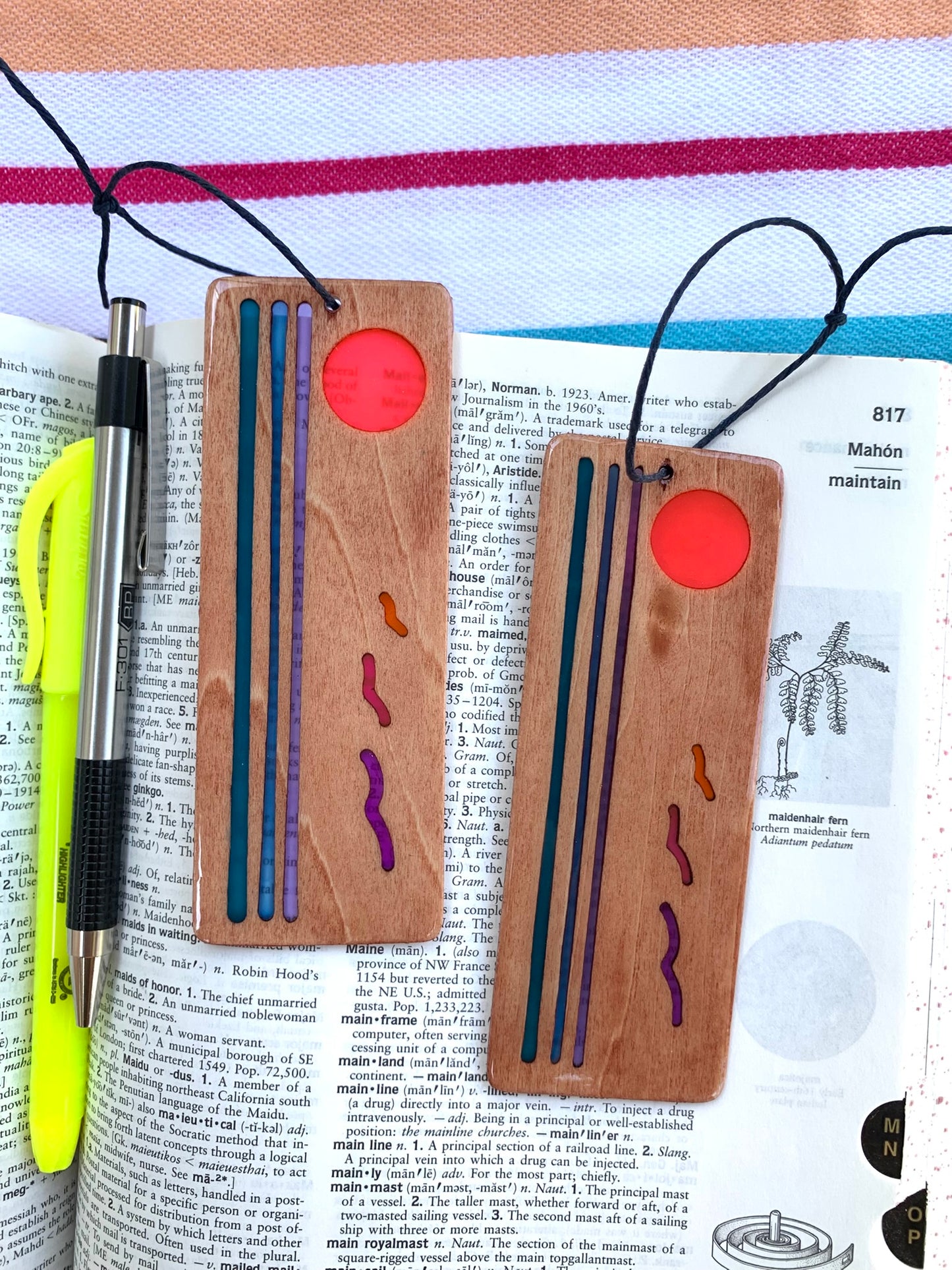 Ocean Sunset Wood & Resin Bookmark - Teak