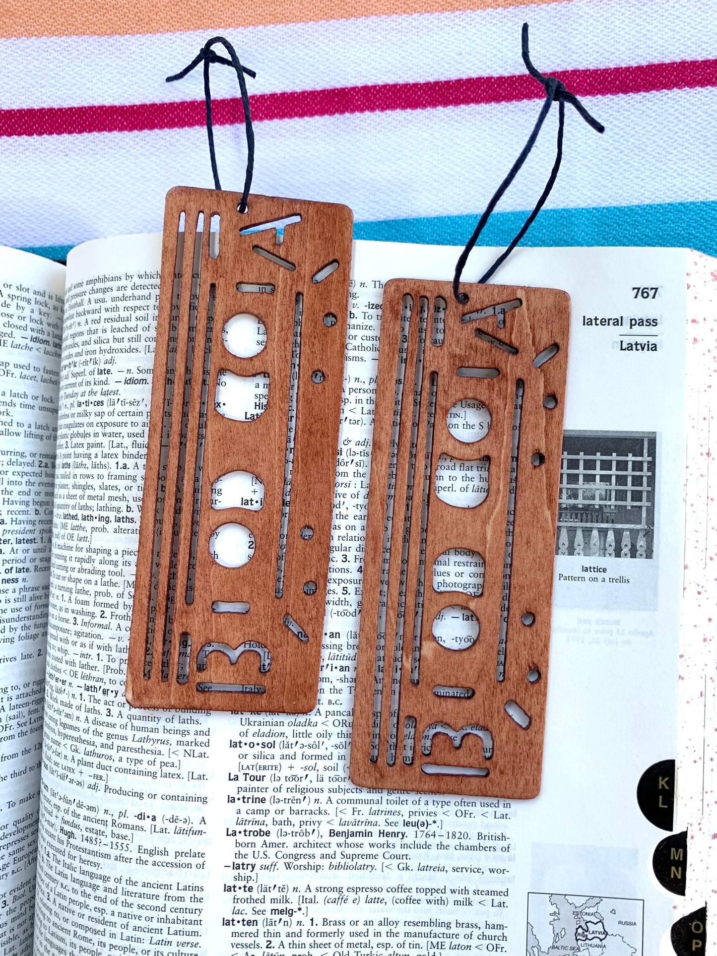 Cassette Tape Wooden Bookmark - Teak