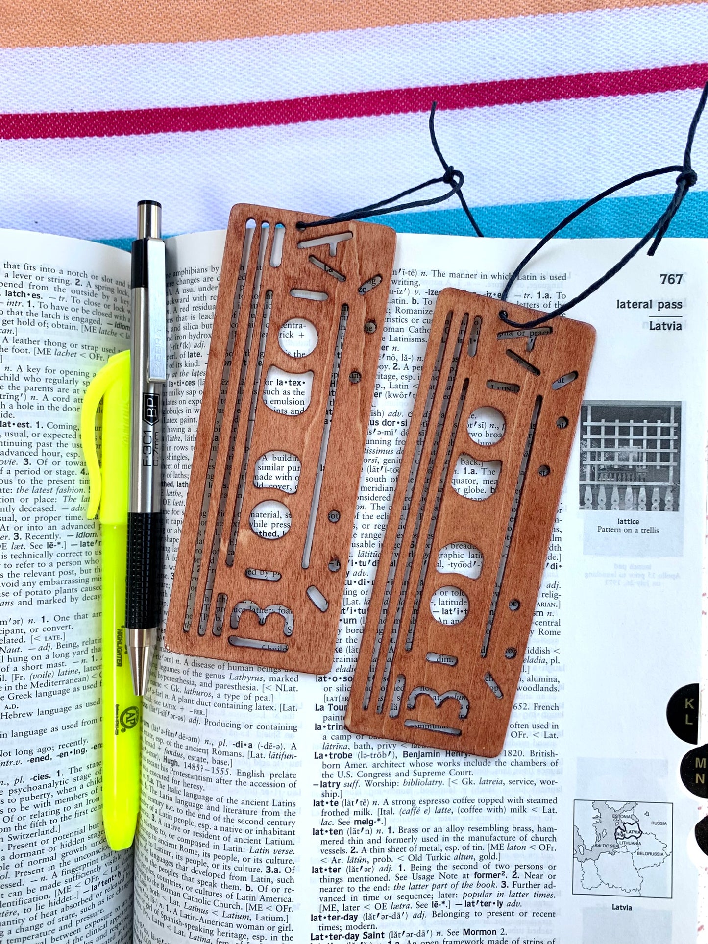 Cassette Tape Wooden Bookmark - Teak
