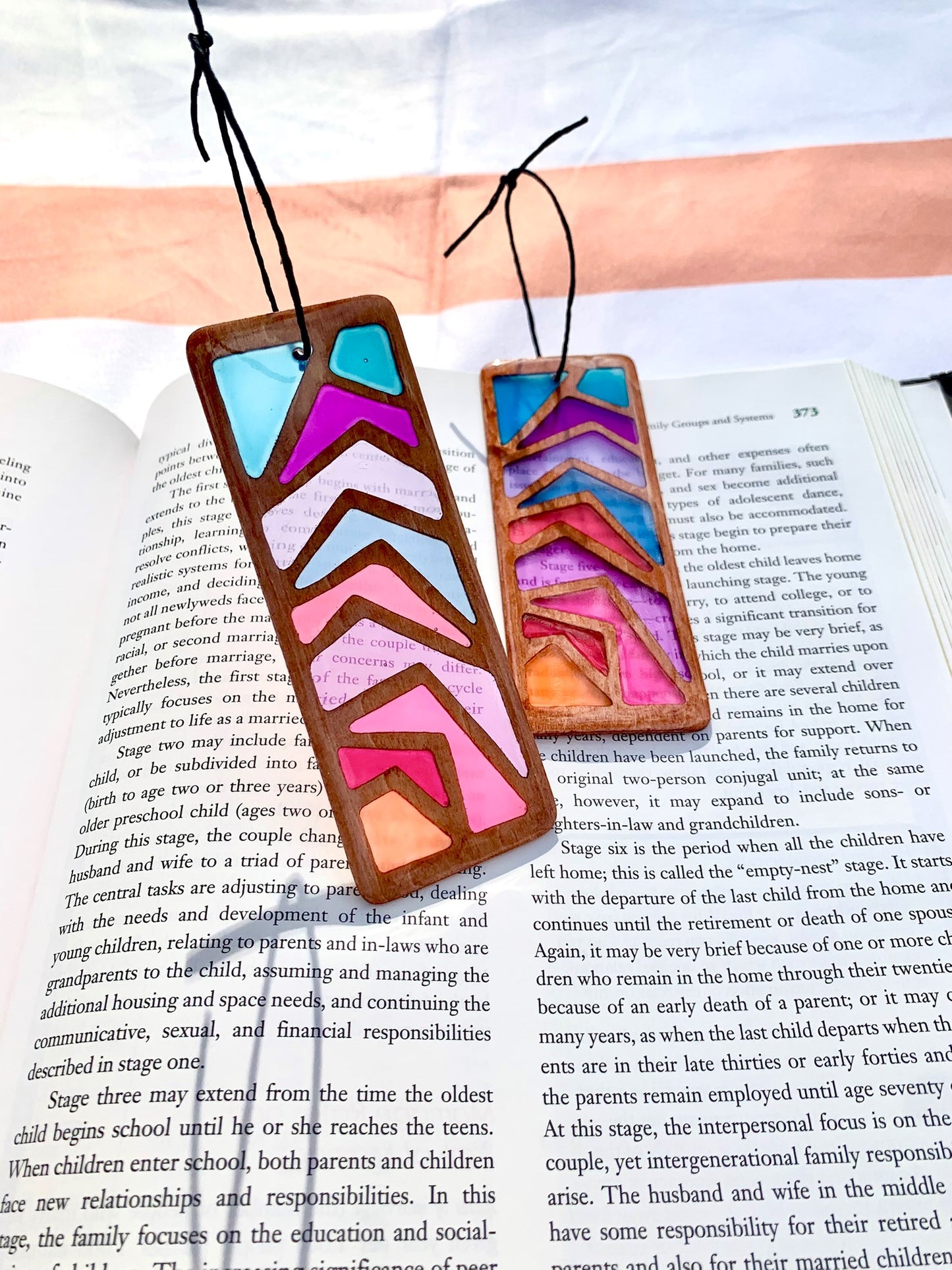 Zigzag Wood & Resin Bookmark - Teak Sunset