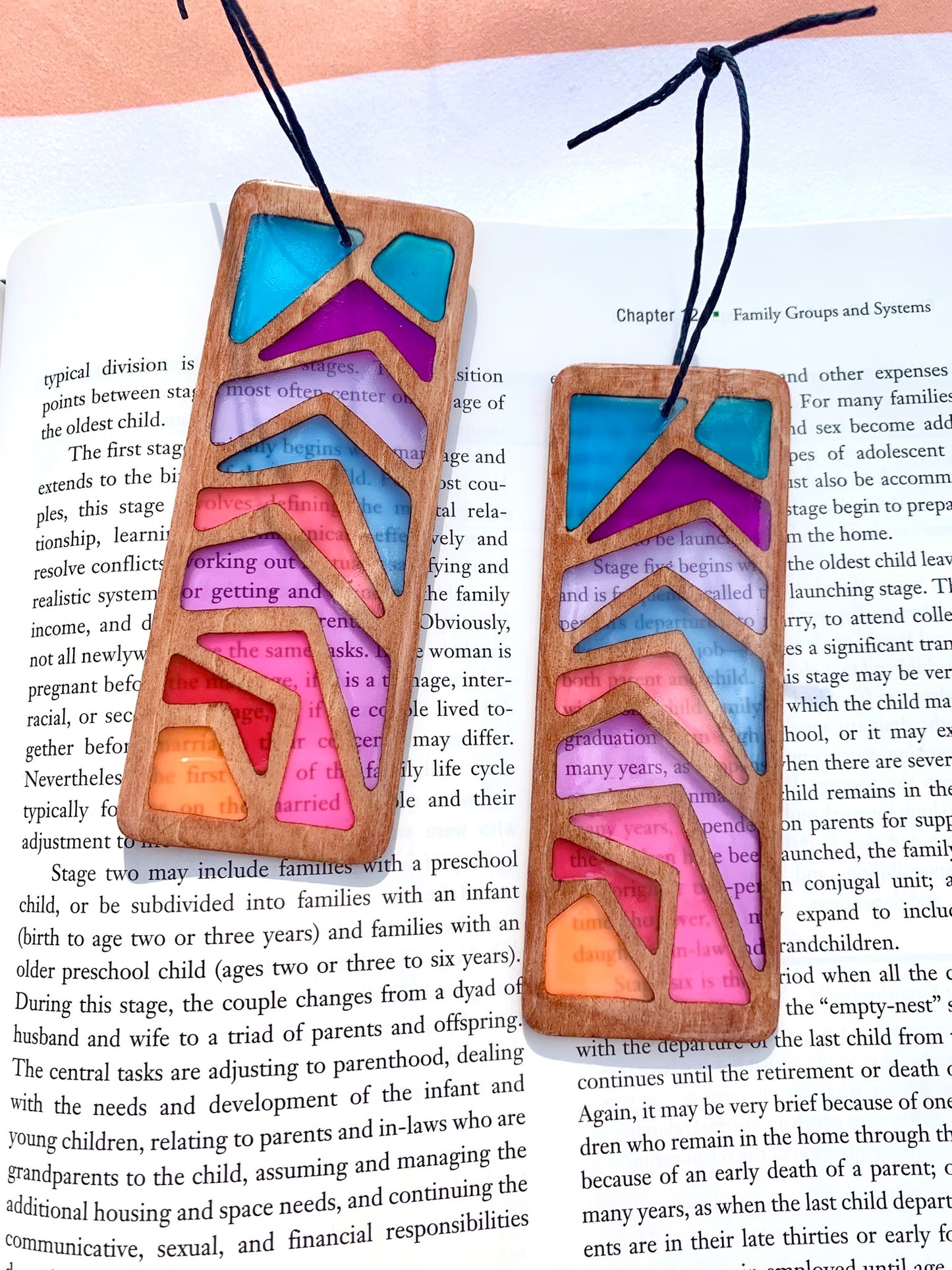 Zigzag Wood & Resin Bookmark - Teak Sunset
