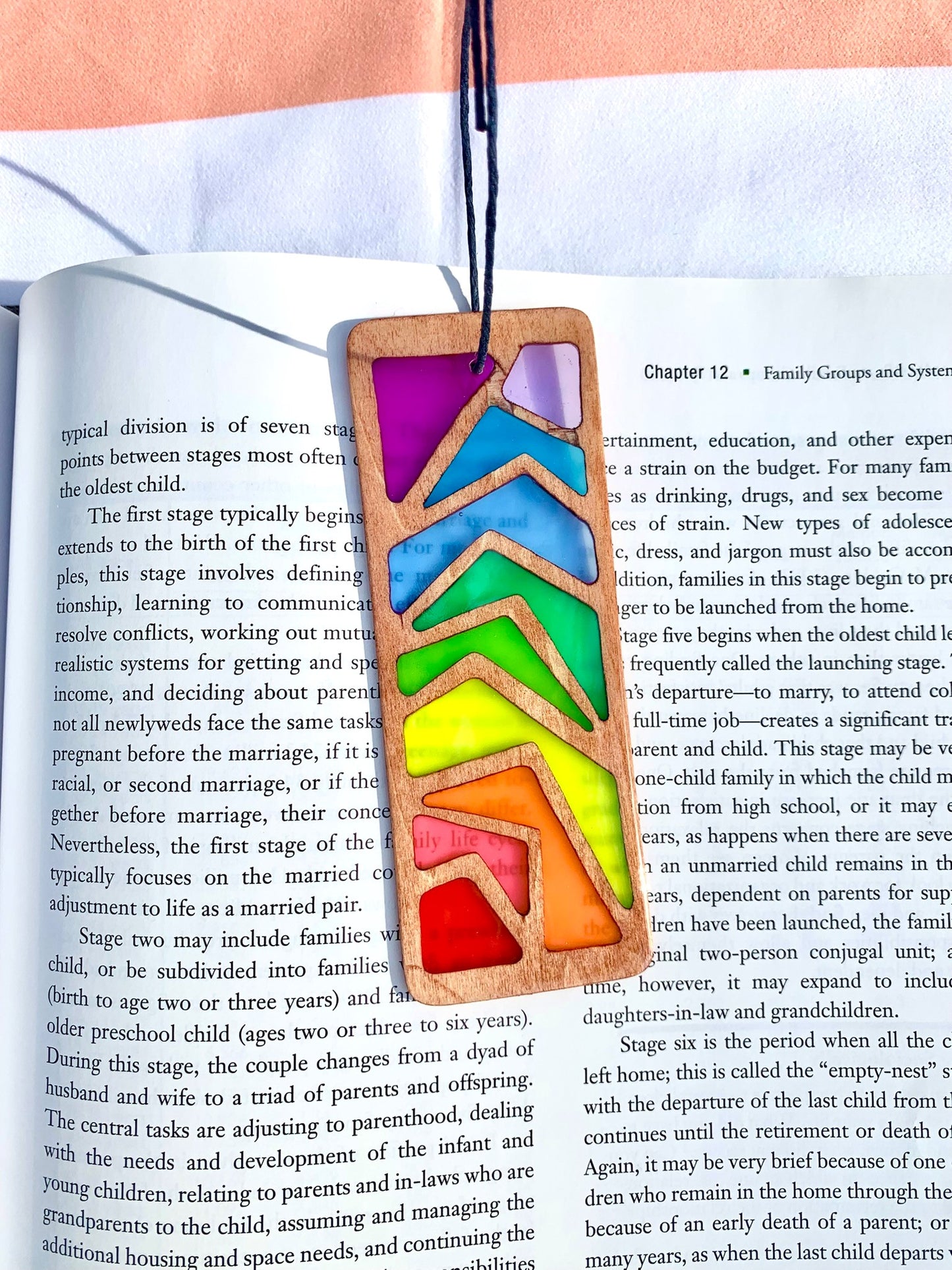 Zigzag Wood & Resin Bookmark - Teak Rainbow