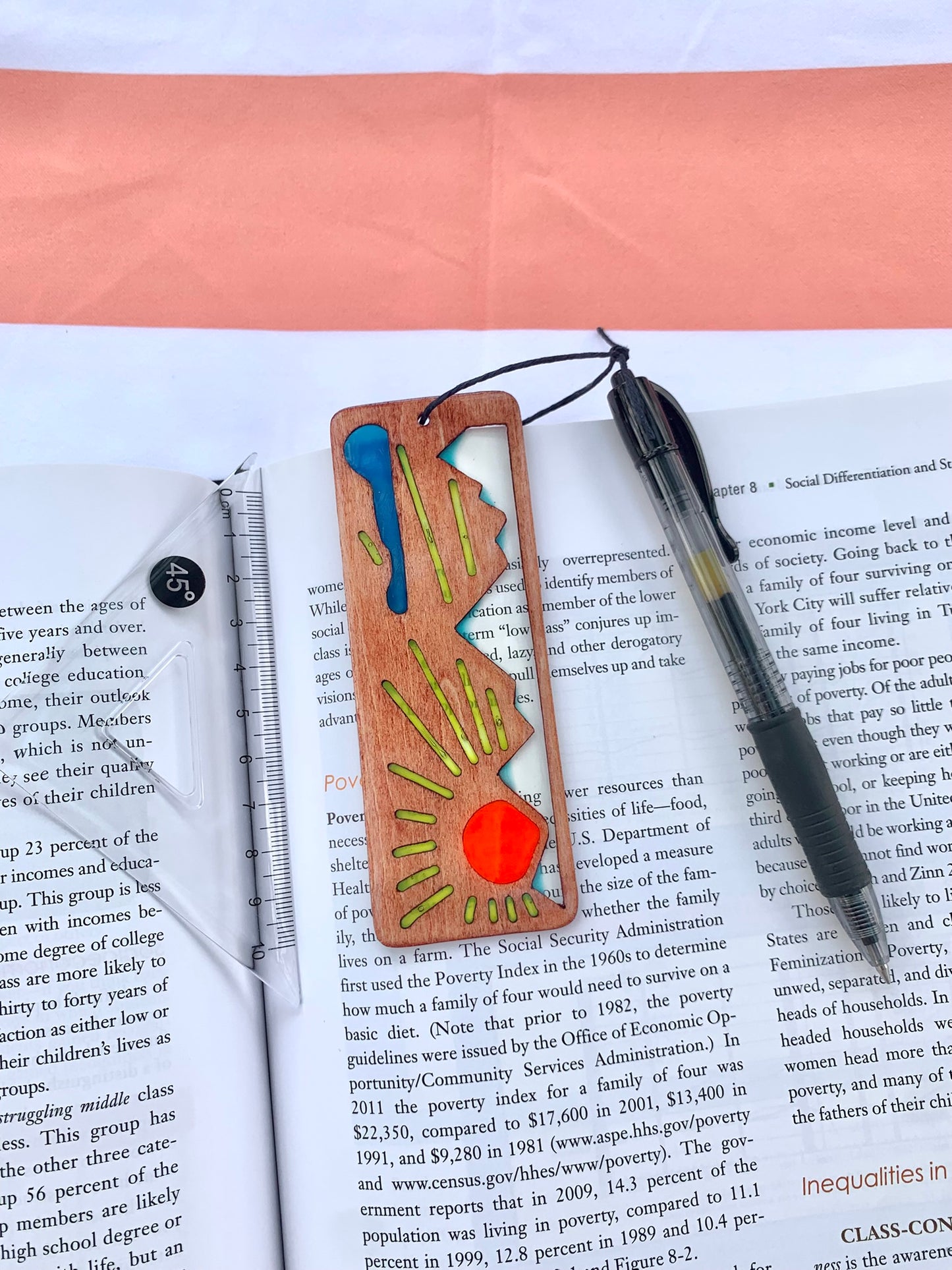Mountain Sunrise Wood & Resin Bookmark - Teak