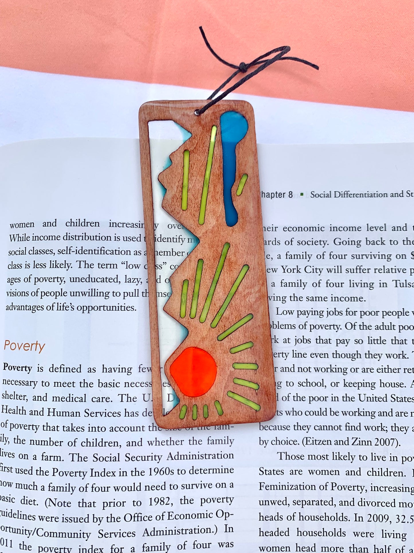 Mountain Sunrise Wood & Resin Bookmark - Teak