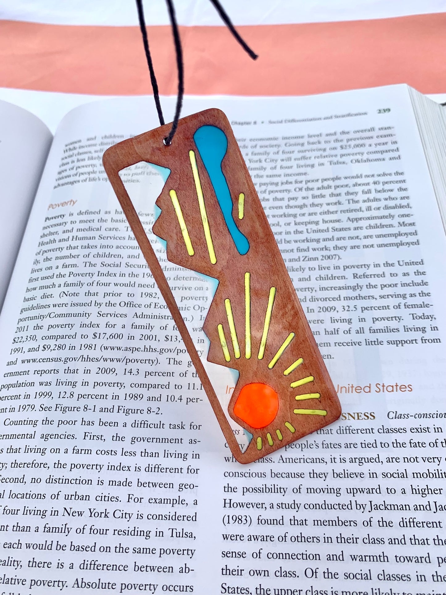 Mountain Sunrise Wood & Resin Bookmark - Teak