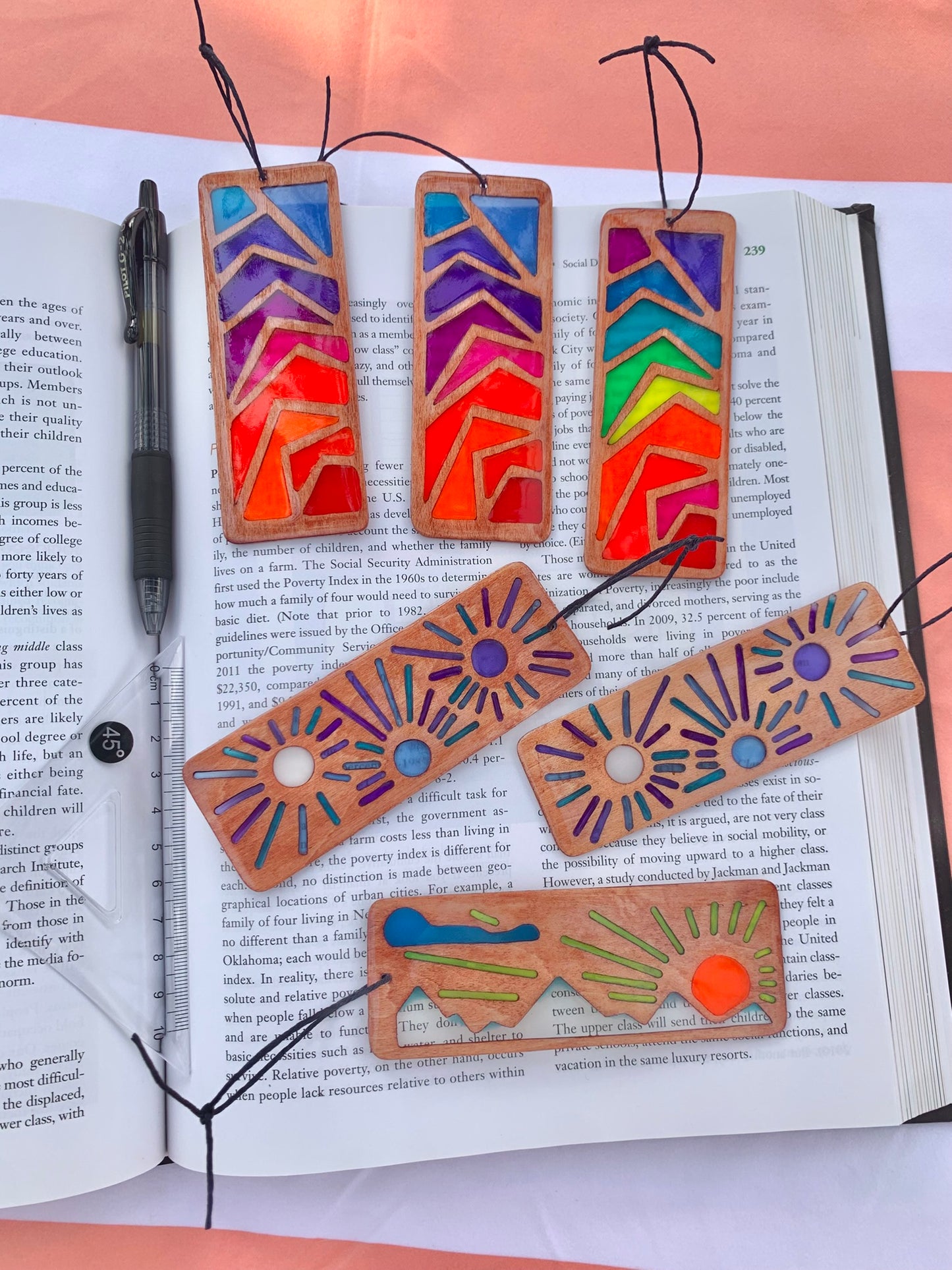 Mountain Sunrise Wood & Resin Bookmark - Teak