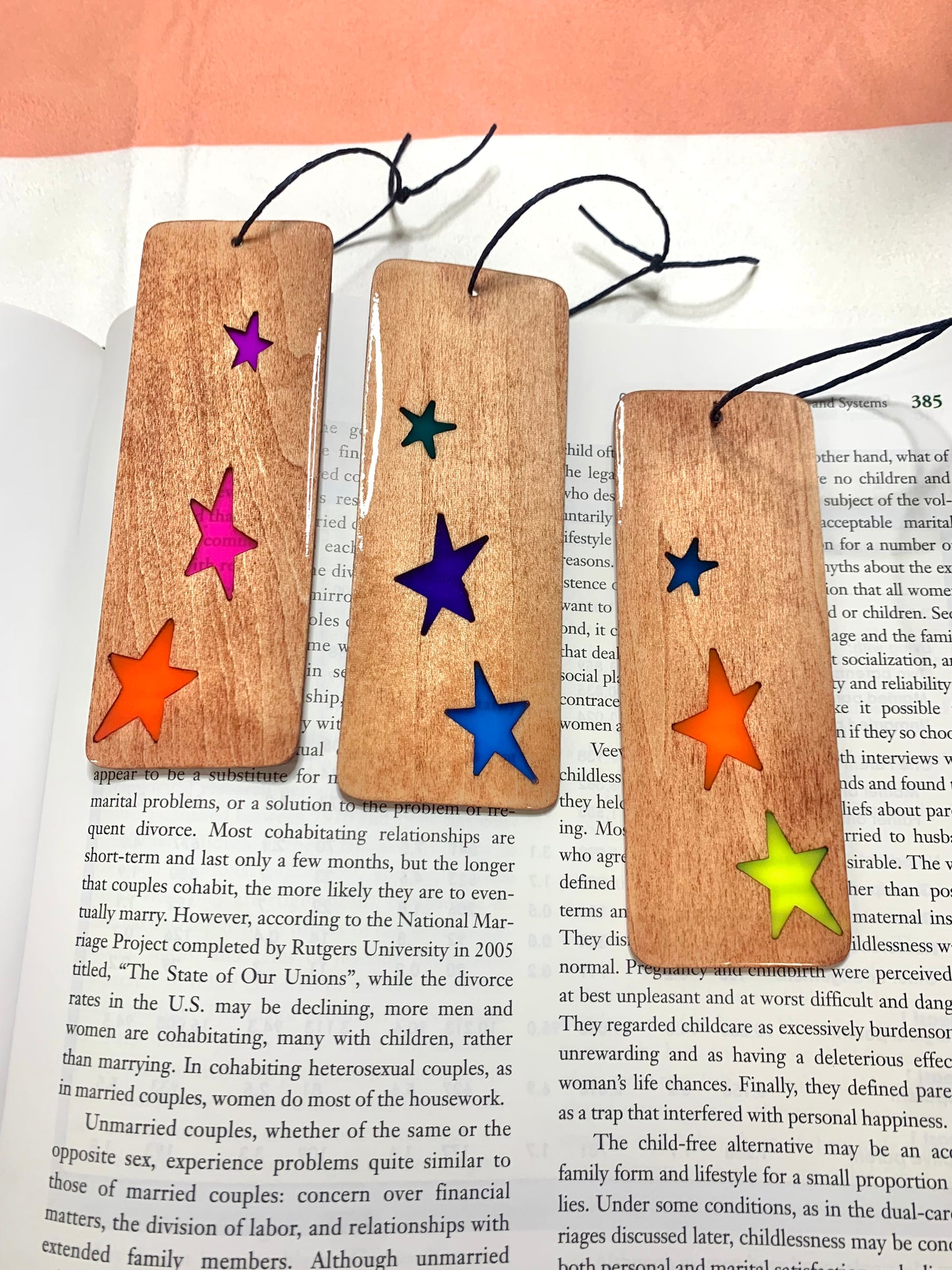 Stars Wood & Resin Bookmark - Failed Beach Teak