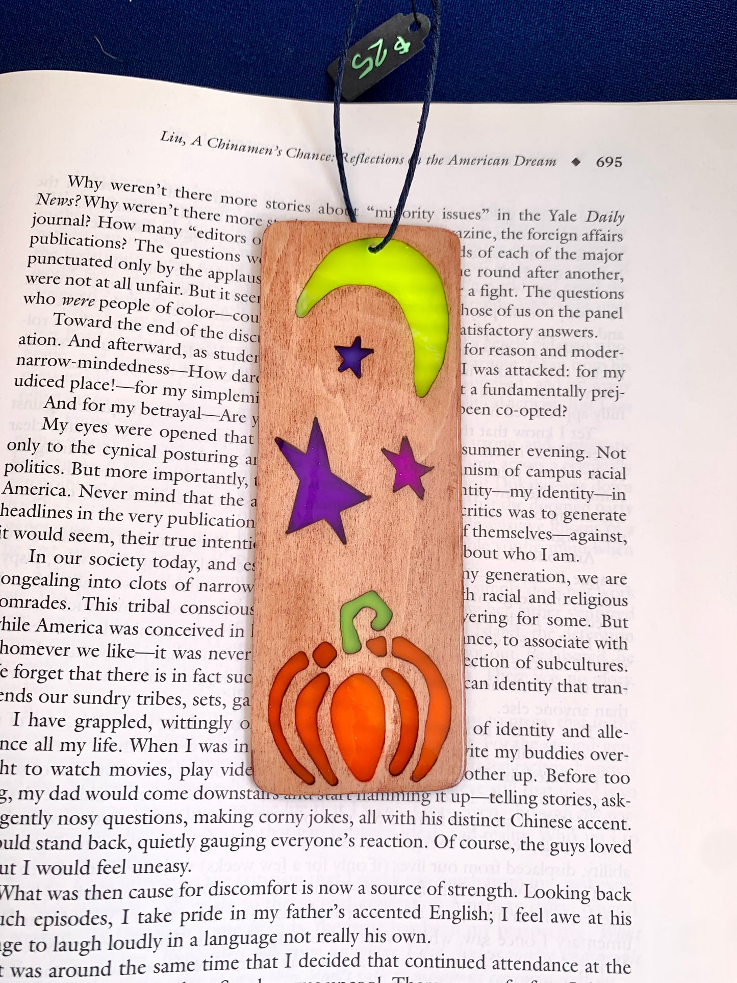 Halloween Pumpkin Wood & Resin Bookmark - Teak