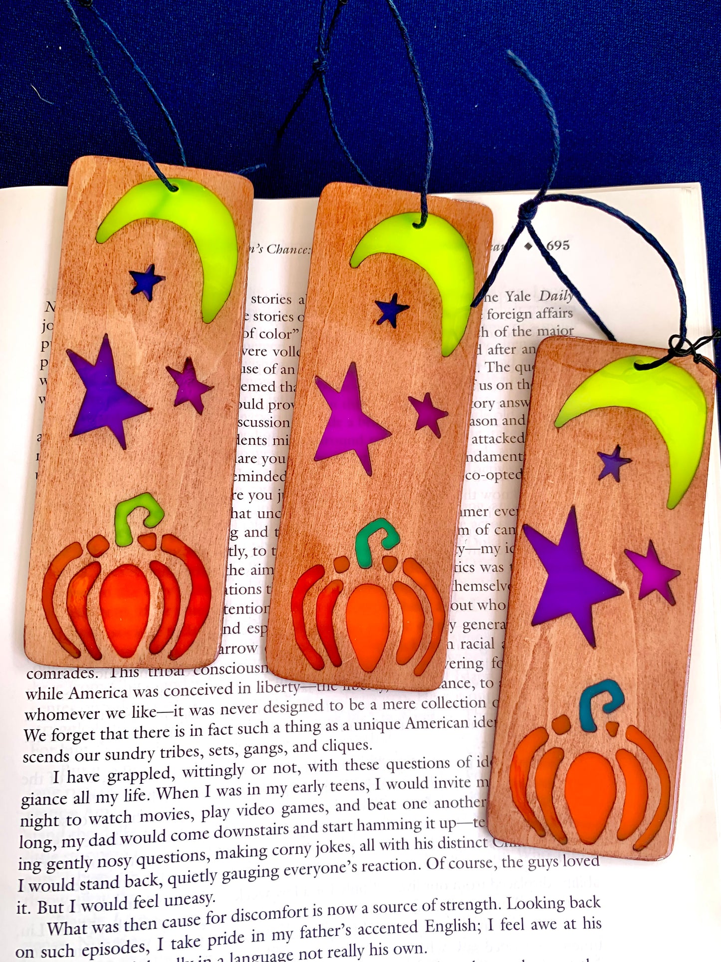 Halloween Pumpkin Wood & Resin Bookmark - Teak
