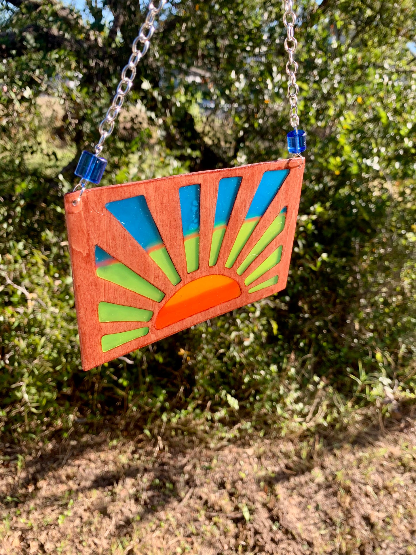 Sunrise Wood & Resin Sun Catcher - Teak