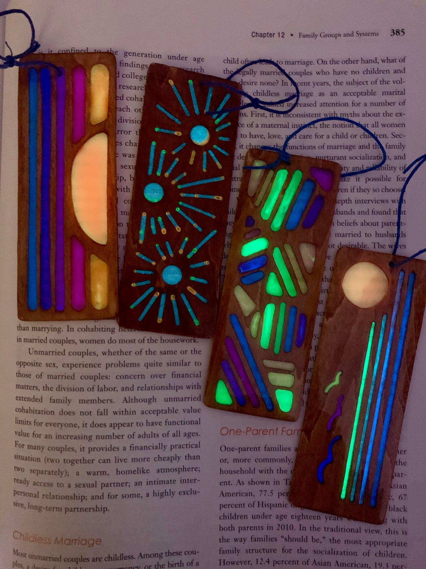 Ocean Sunset Wood & Resin Bookmark - Glow In The Dark