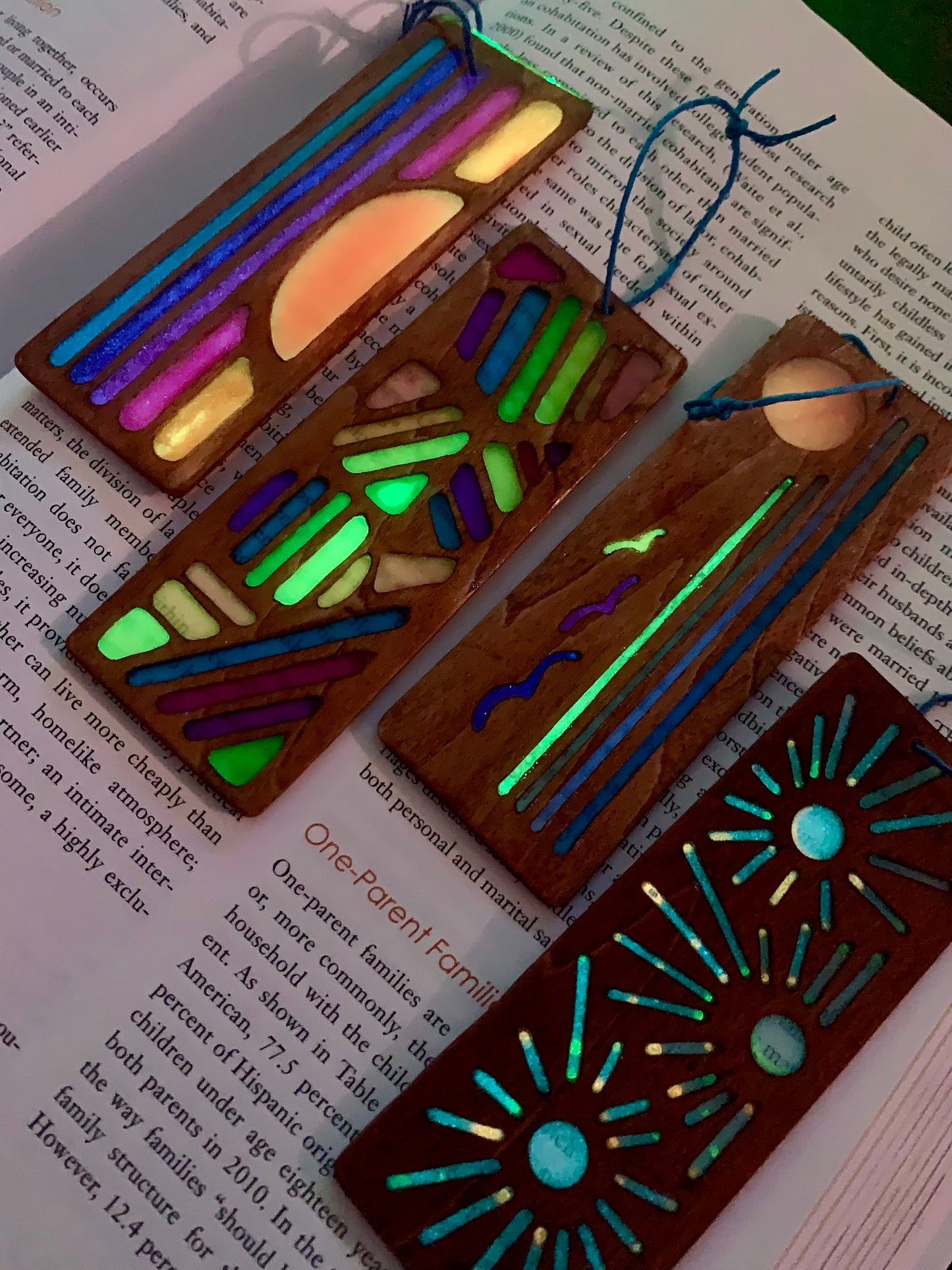 Sunset Wood & Resin Bookmark - Glow In The Dark