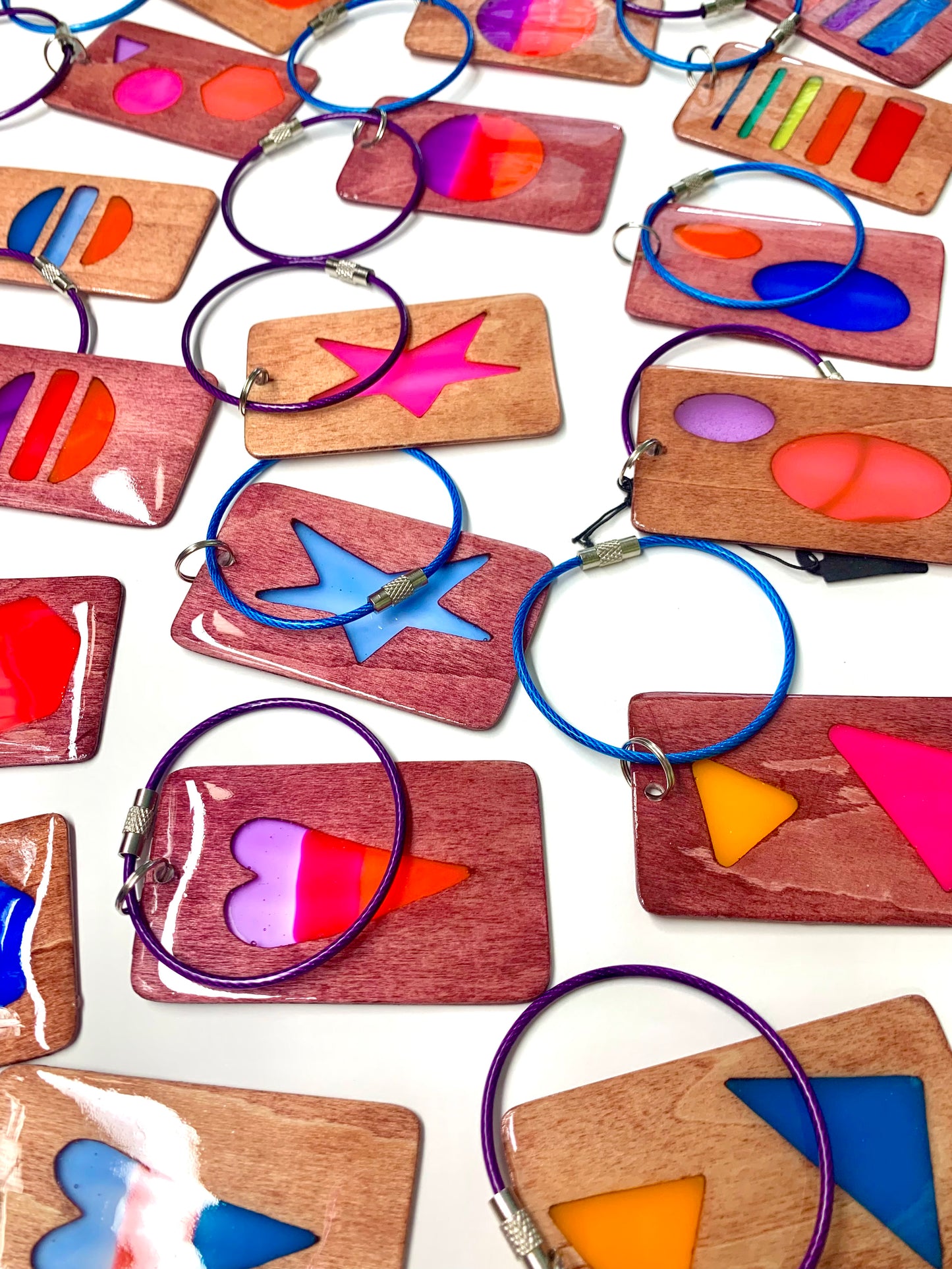 Gradient Wood & Resin Keychain - Rosewood Sunset