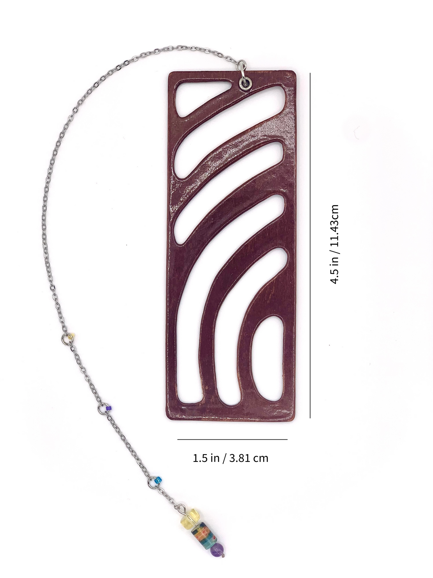 Sunset Vibe Wooden Bookmark with Beaded Chain Tassel