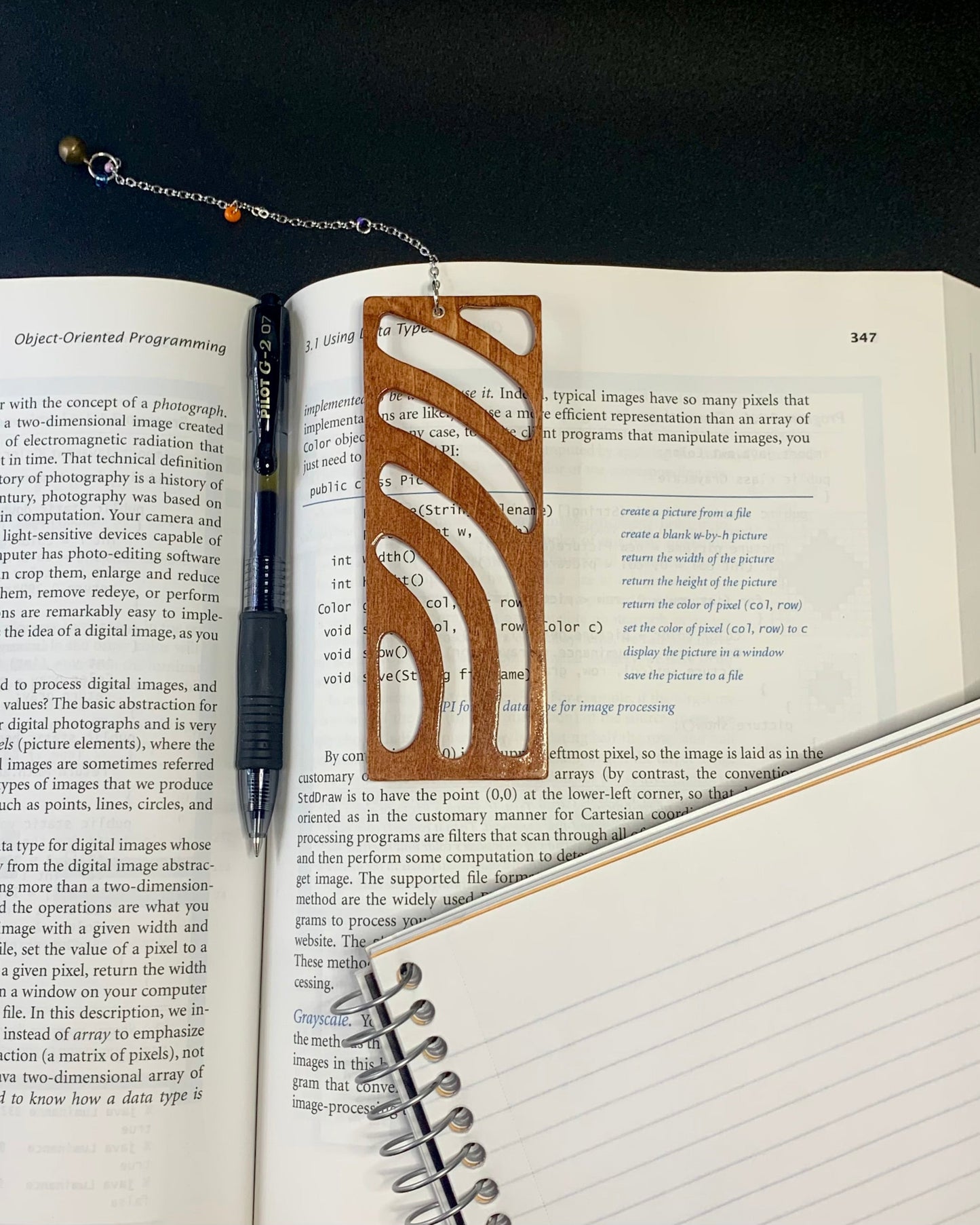 Sunset Vibe Wooden Bookmark with Beaded Chain Tassel