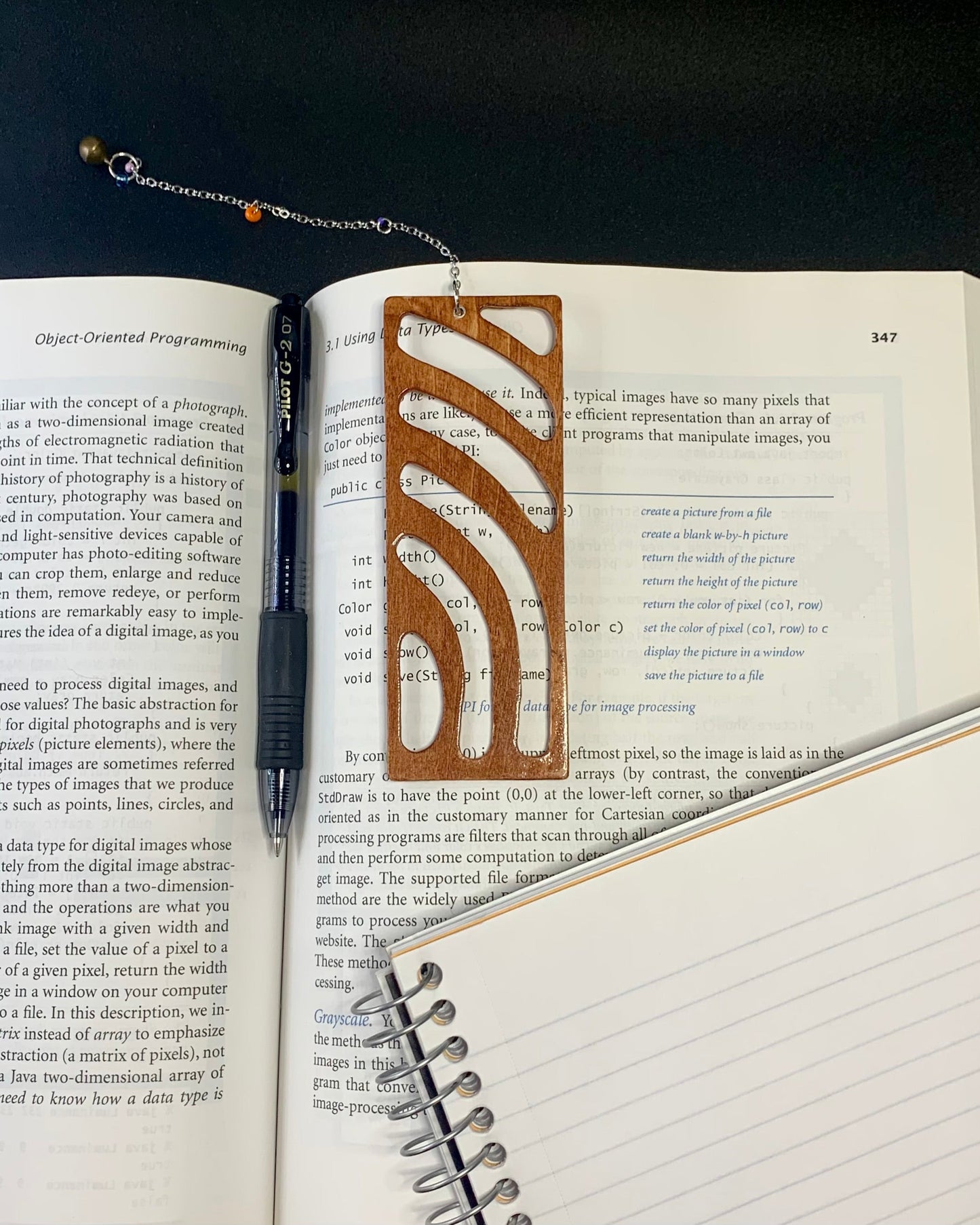 Sunset Vibe Wooden Bookmark with Beaded Chain Tassel