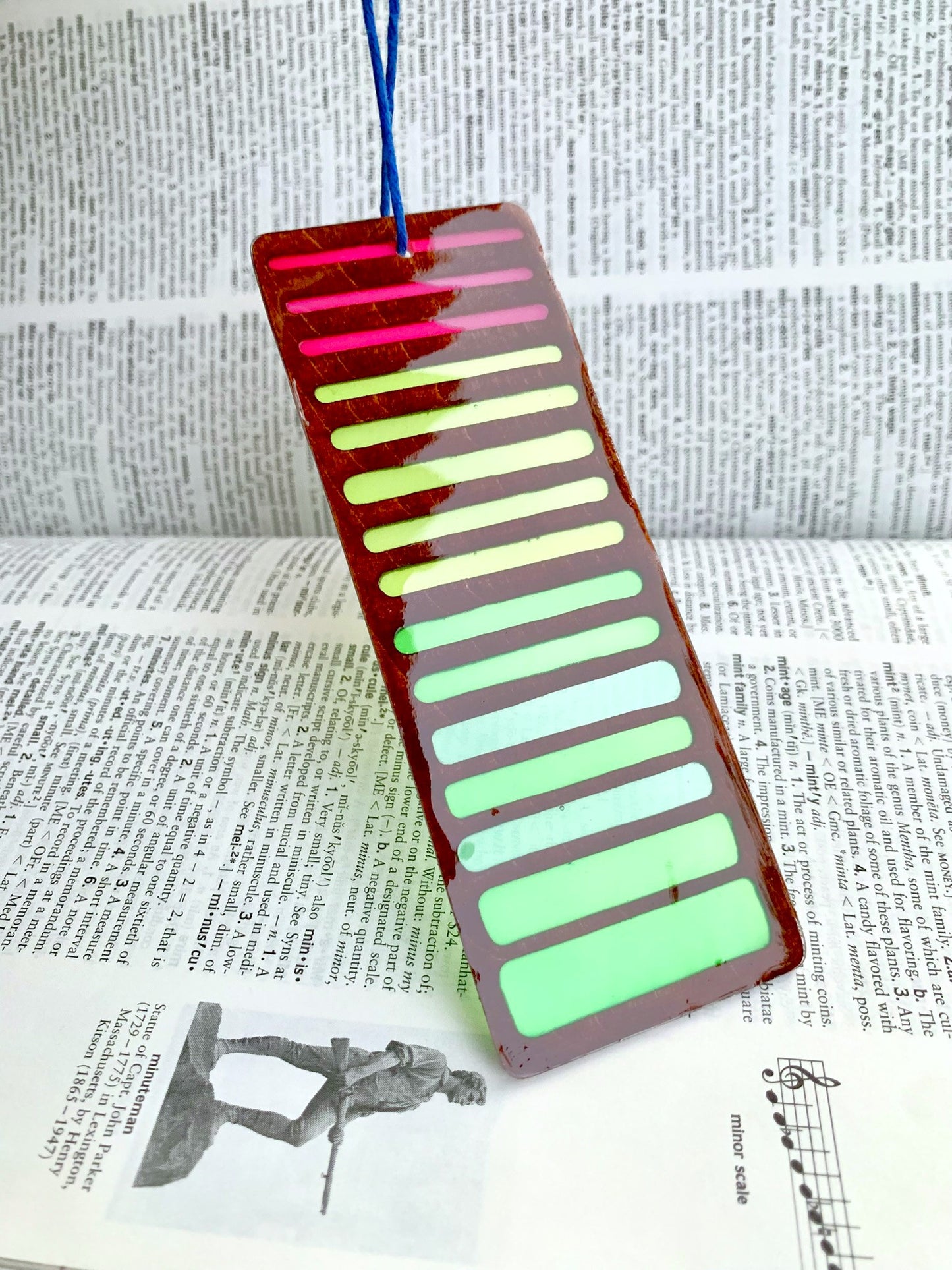 Gradient Lines Wood & Resin Bookmark - Cognac VU Meter