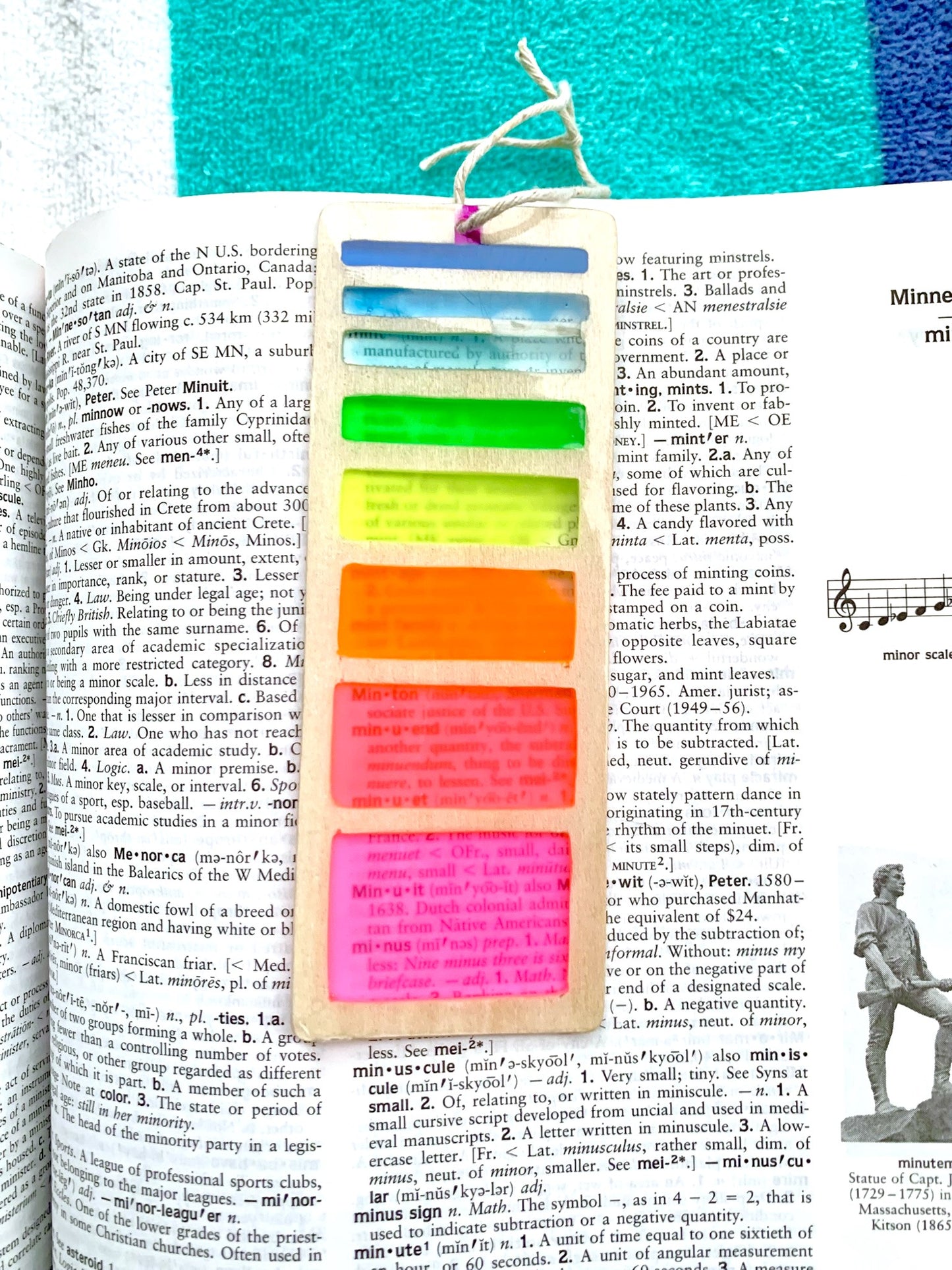 Gradient Lines Wood & Resin Bookmark - Retro Rainbow