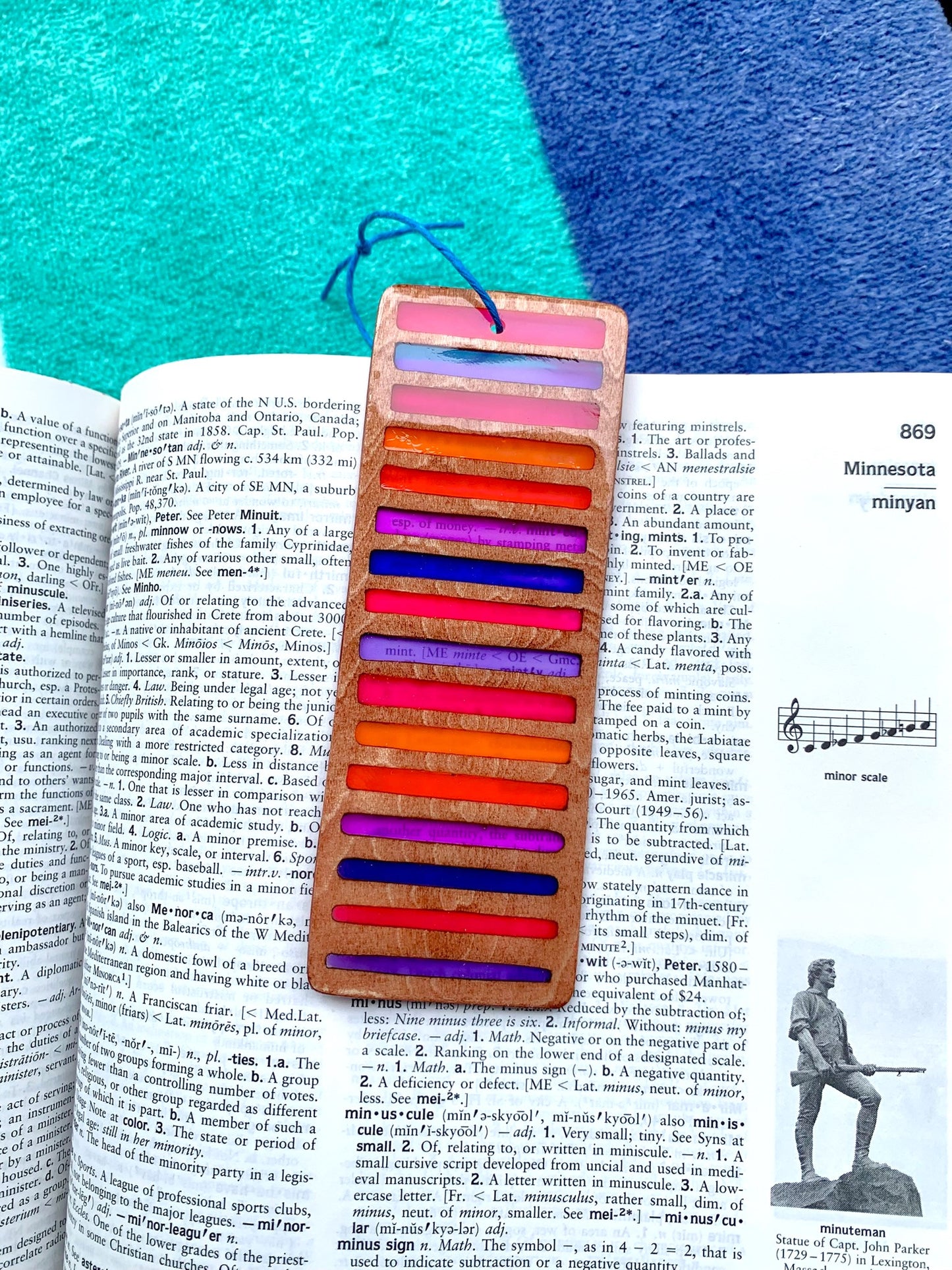 Gradient Lines Wood & Resin Bookmark - Teak Sunset