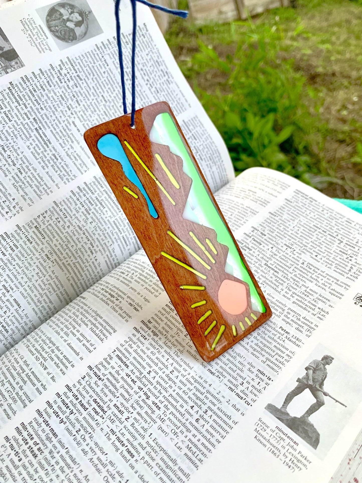 Mountain Sunrise Wood & Resin Bookmark - Snow Peak Green
