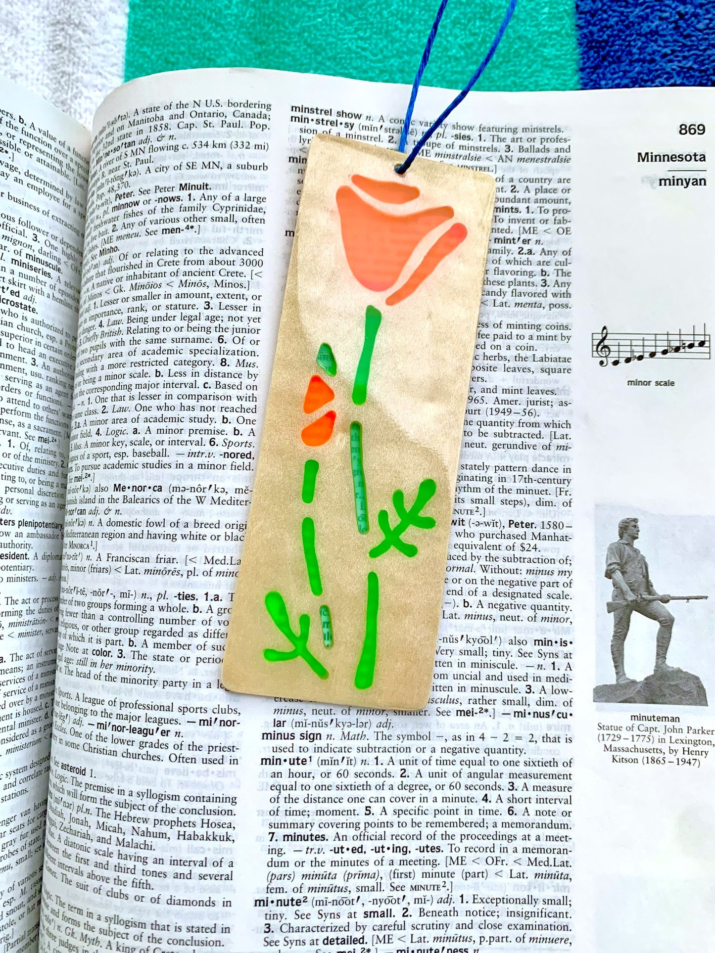 California Poppy Wood & Resin Bookmark - Basswood