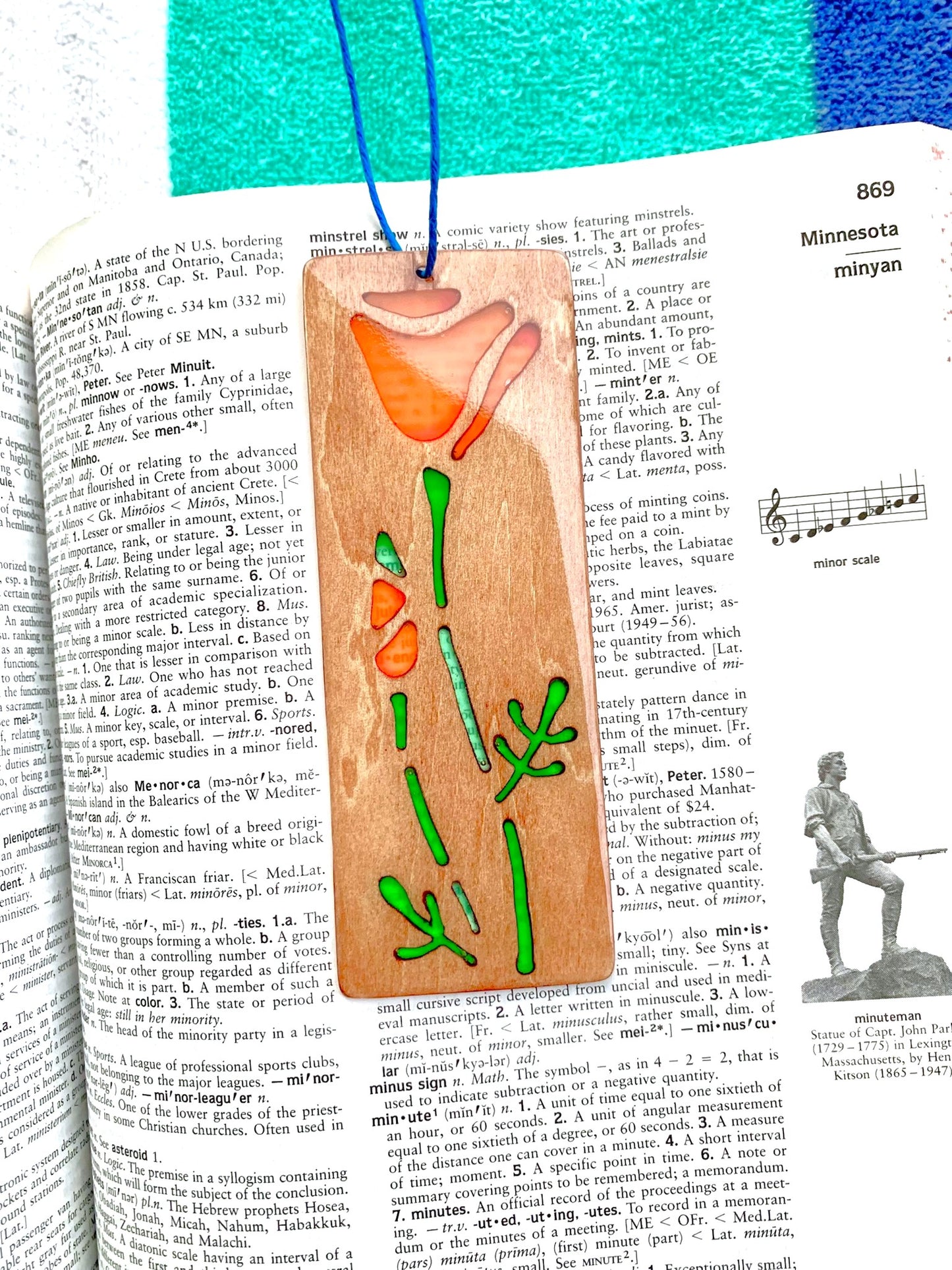 California Poppy Wood & Resin Bookmark - Teak