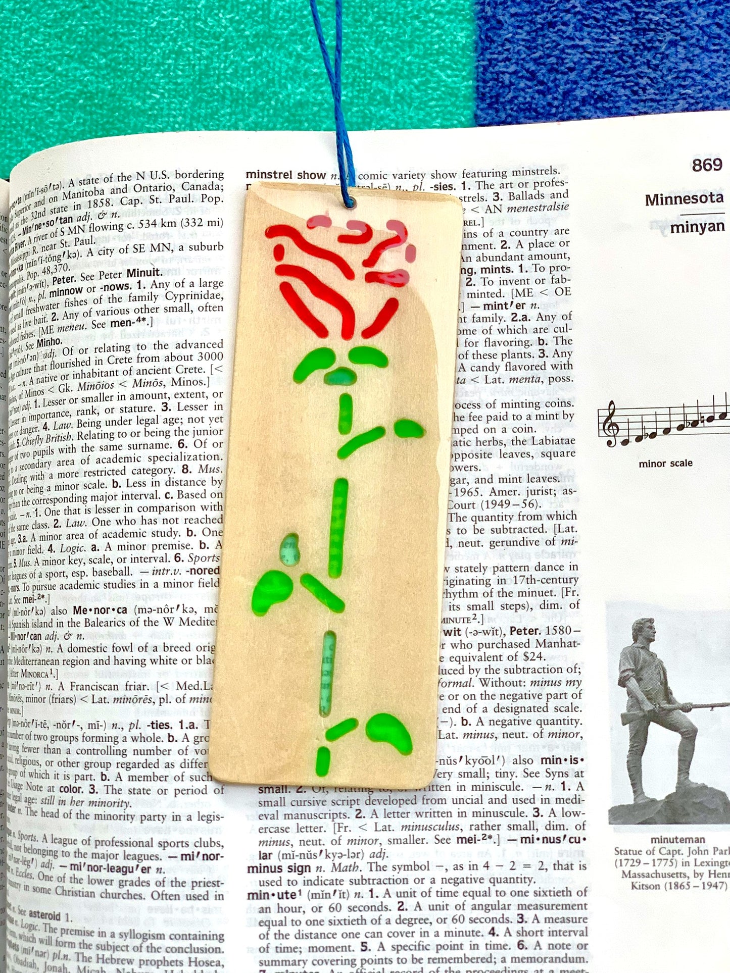 Rose Wood & Resin Bookmark - Basswood Red